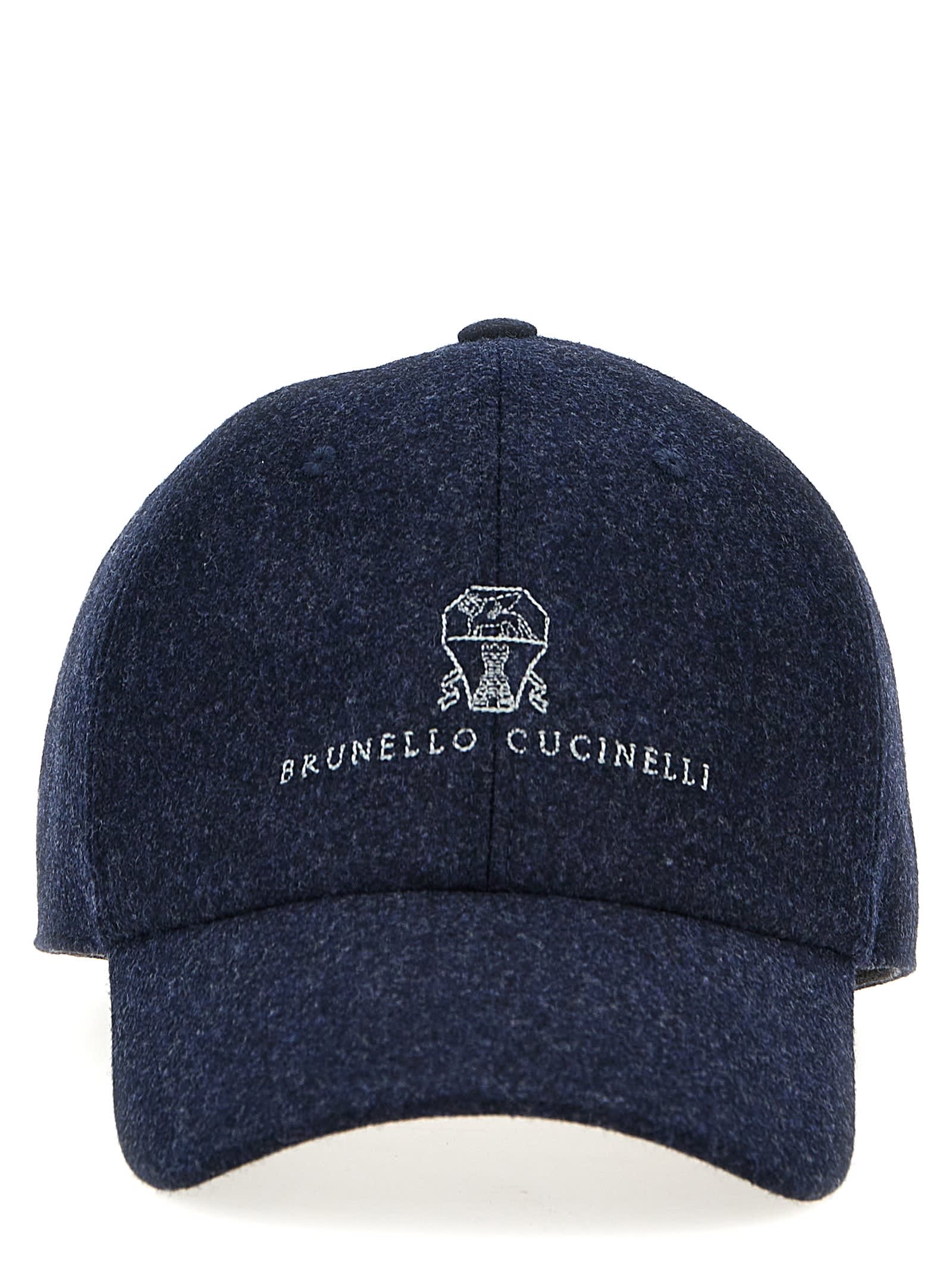 Shop Brunello Cucinelli Logo Embroidery Cap In Blue