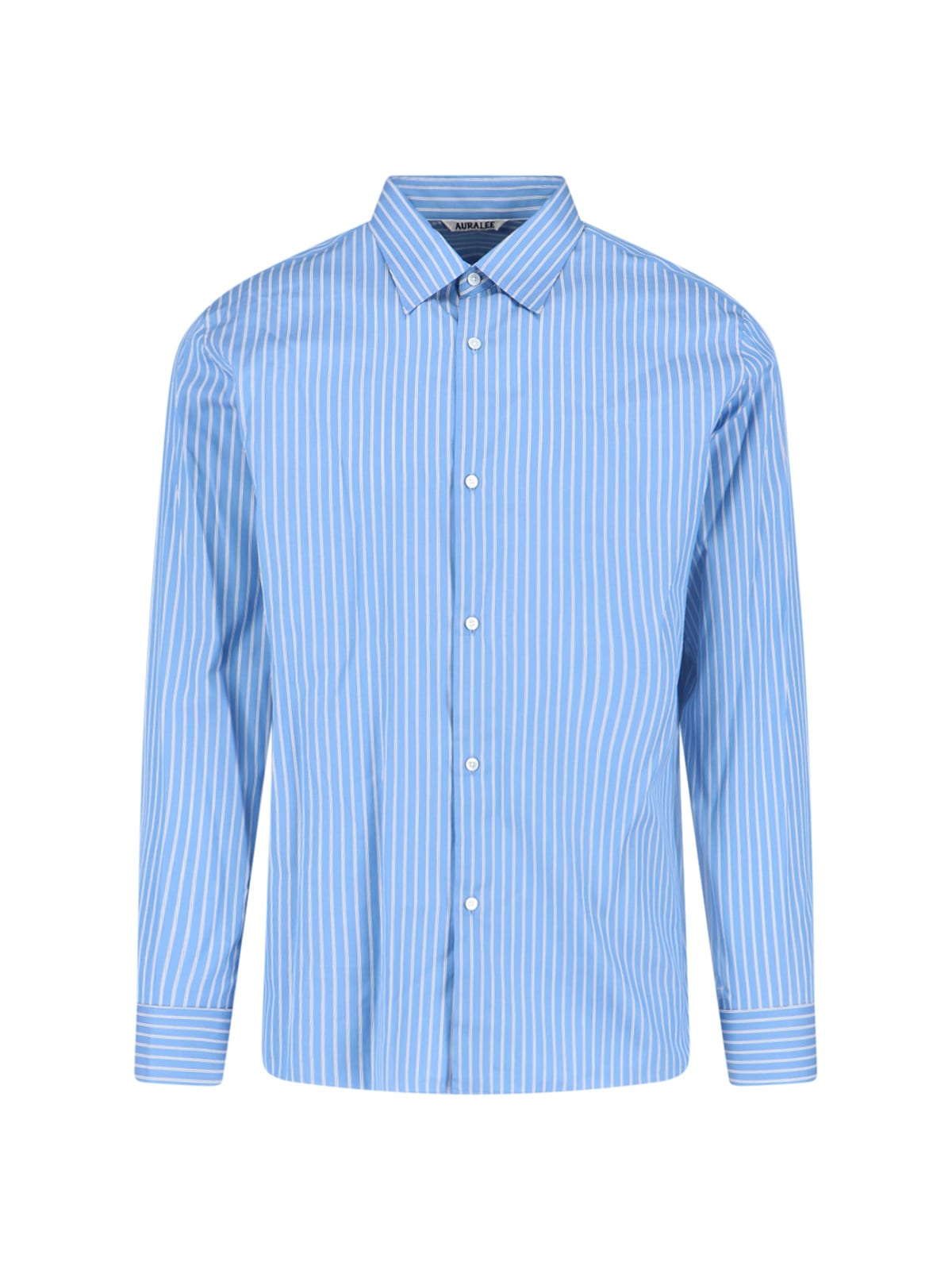 Auralee Striped Long Sleeve Button-down Shirt In Blue