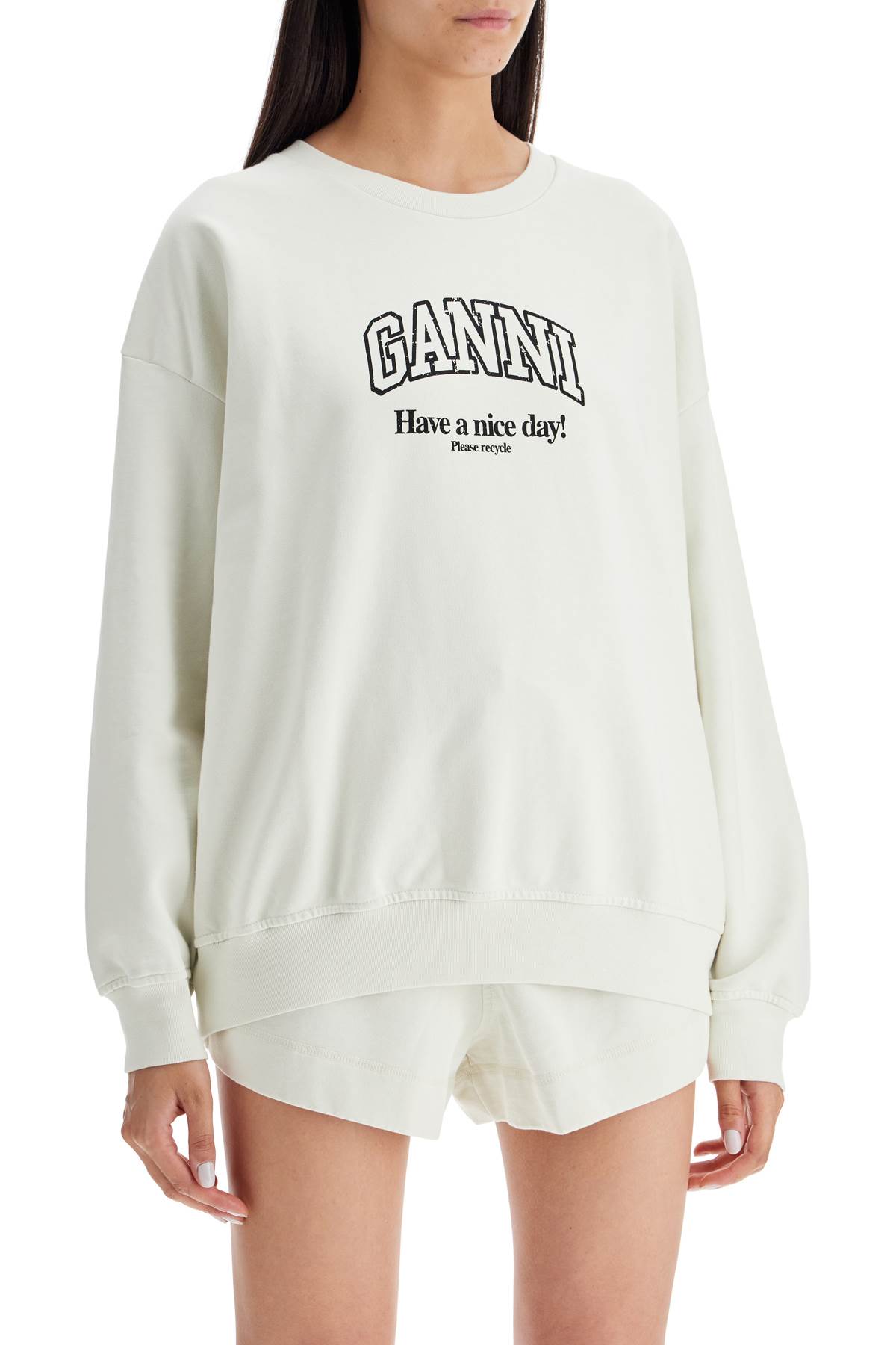 Shop Ganni Oversized Isoli In Egret (white)