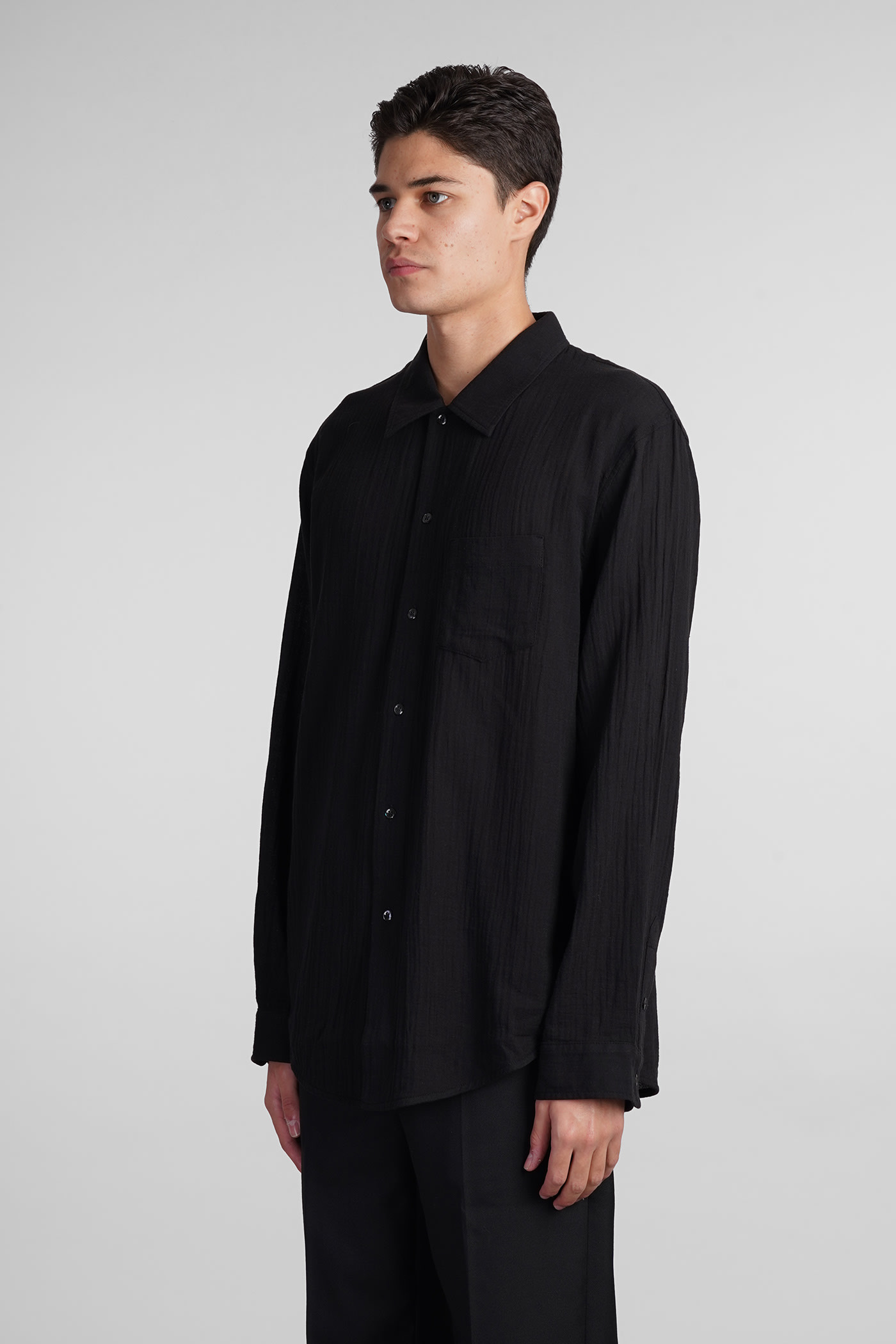 Shop Séfr Leo Shirt Shirt In Black Cotton