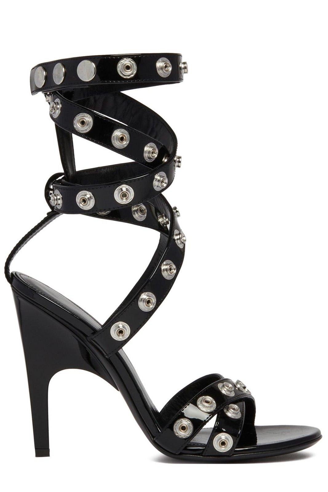 Shop Attico Cosmo Double Ankle Strap Press-stud Detailed Sandals In Black