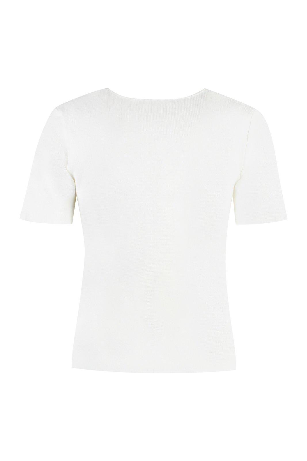 P.a.r.o.s.h Straight Hem Knitted T-shirt In White