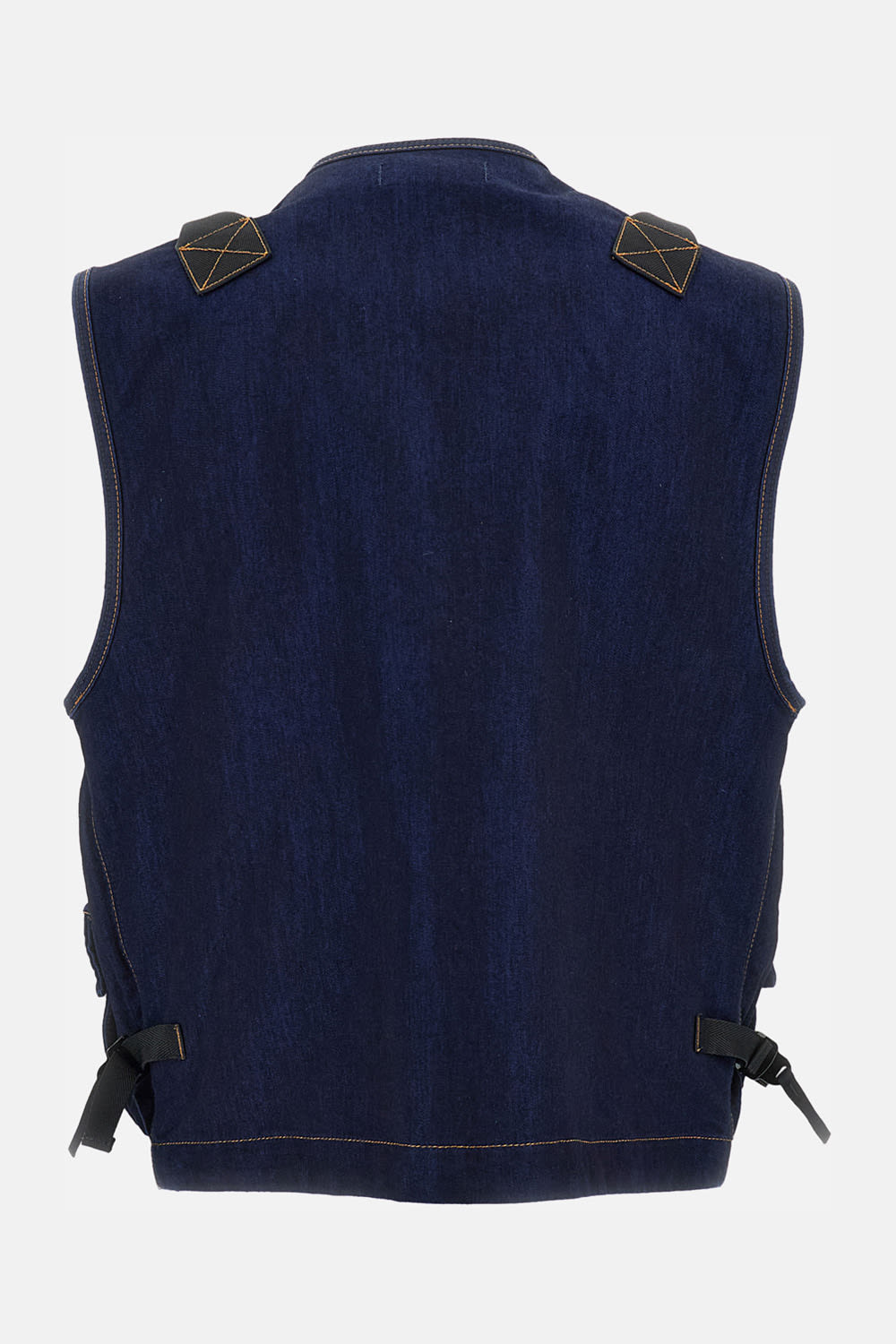 Stone Island Indigo Blue Zip Vest In Cotton Blend