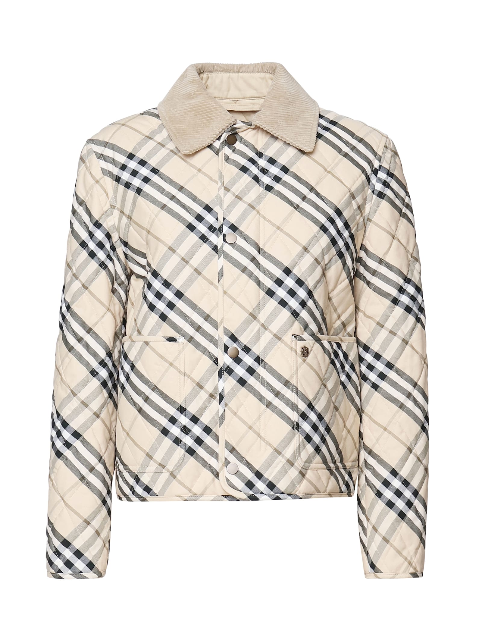 Shop Burberry Short Jacket In Vintage Check Design In Grain Ip Check