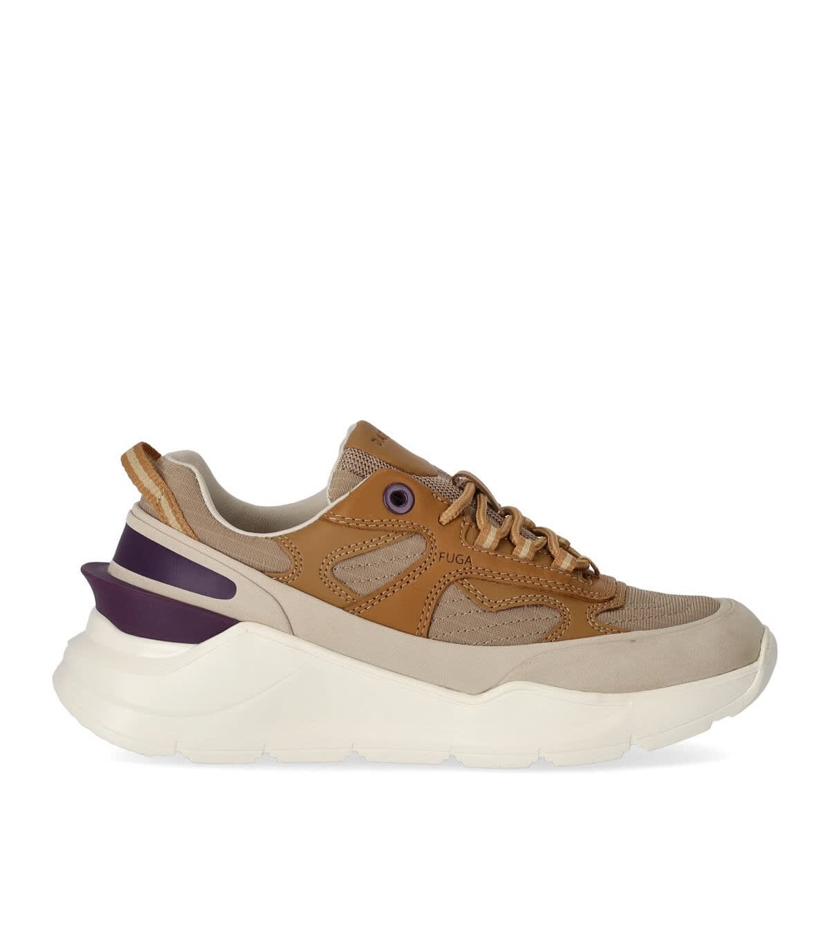 DATE FUGA SNEAKERS IN BEIGE LEATHER AND FABRIC