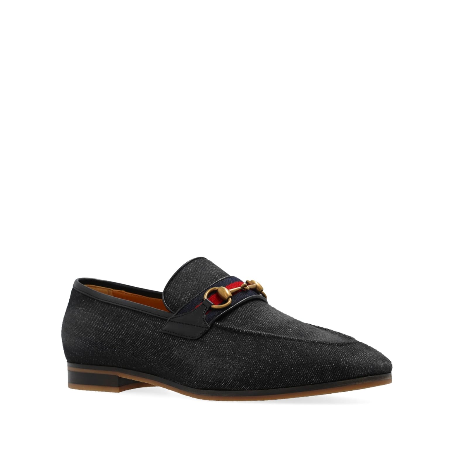 Shop Gucci Denim Loafers In Black