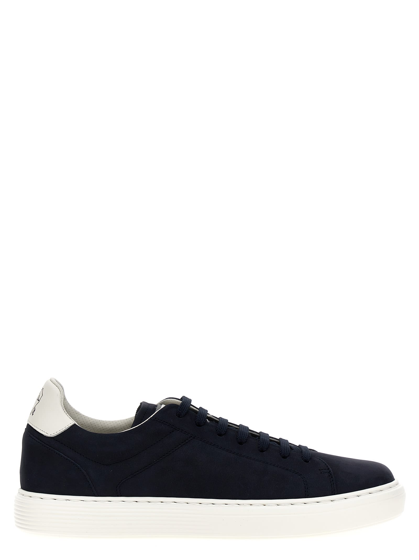 Shop Brunello Cucinelli Leather Sneakers In Blue