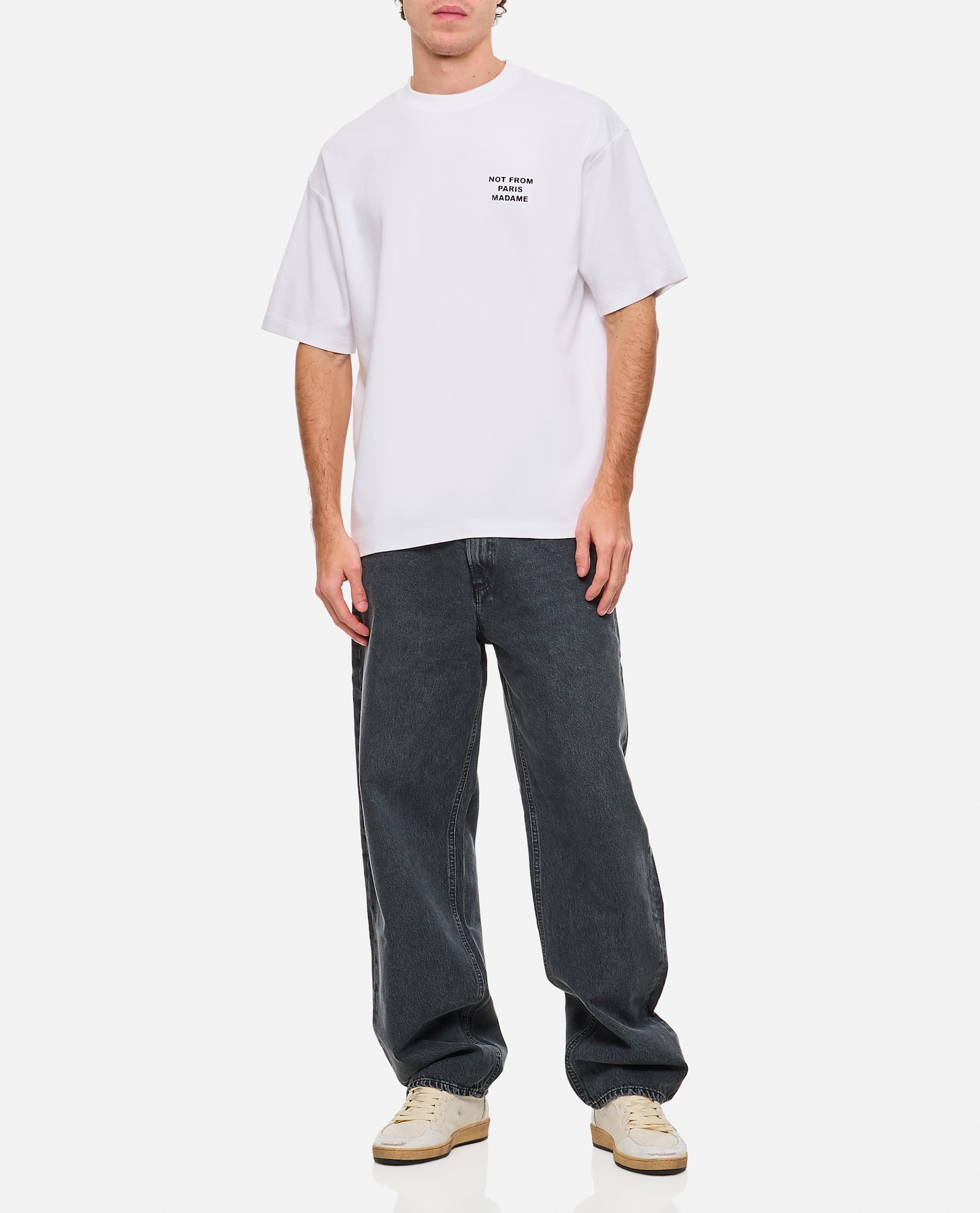 Drôle De Monsieur White Crewneck T-shirt With Slogan Print On The Front And Back In Cotton Man