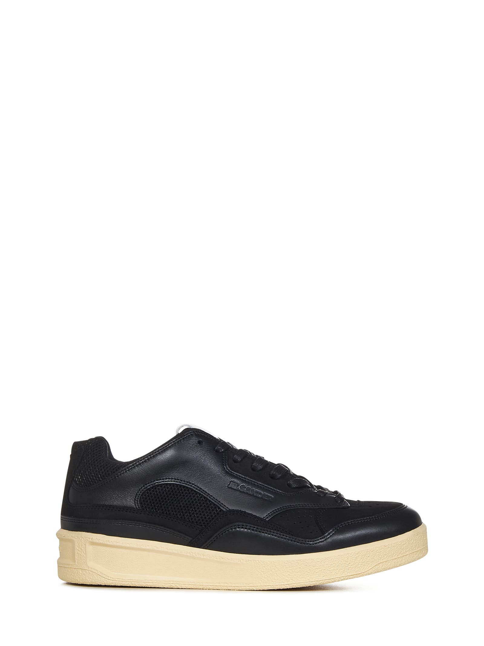Jil Sander Panelled Low-top Leather Sneakers In Black