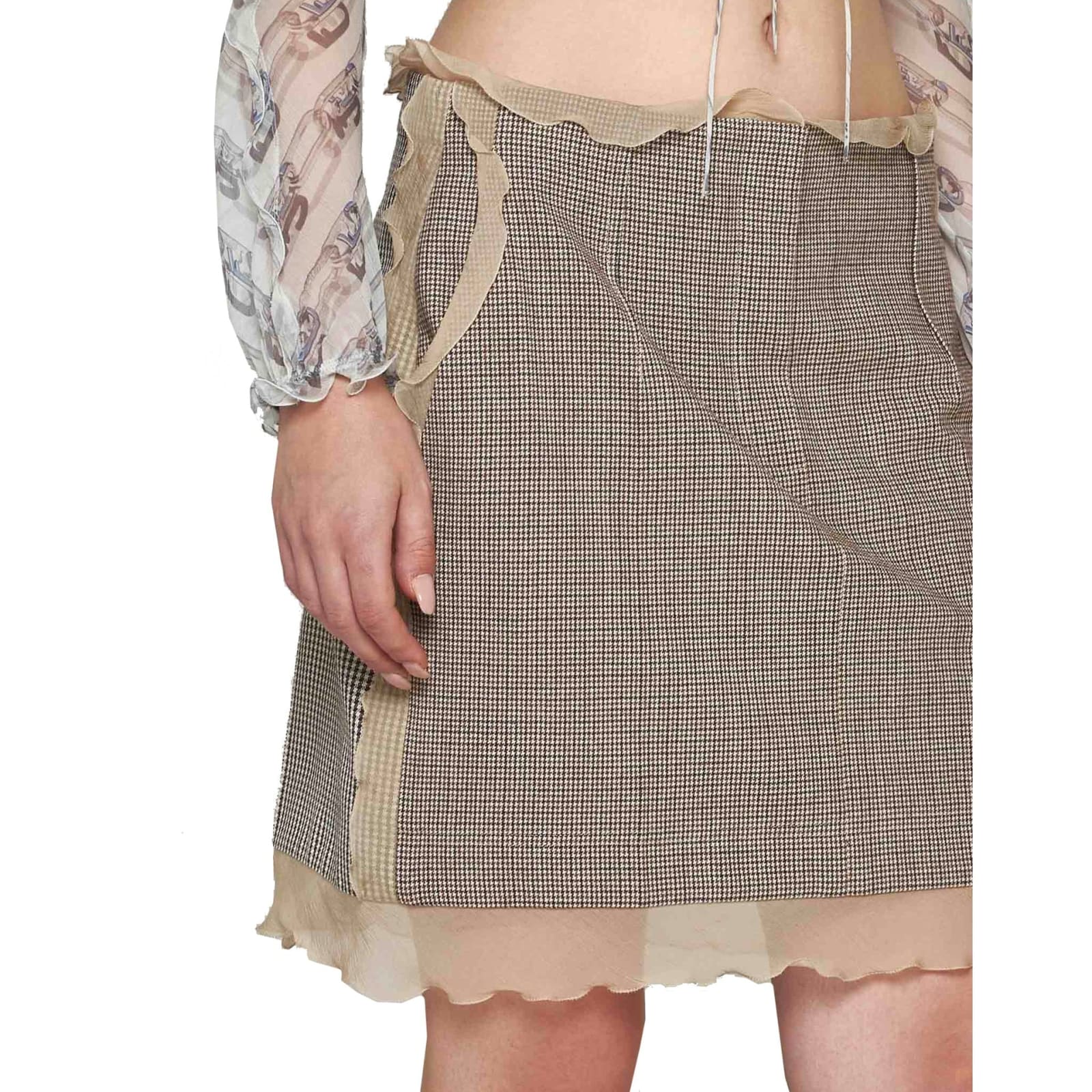Shop Fendi Mini Skirt In Beige