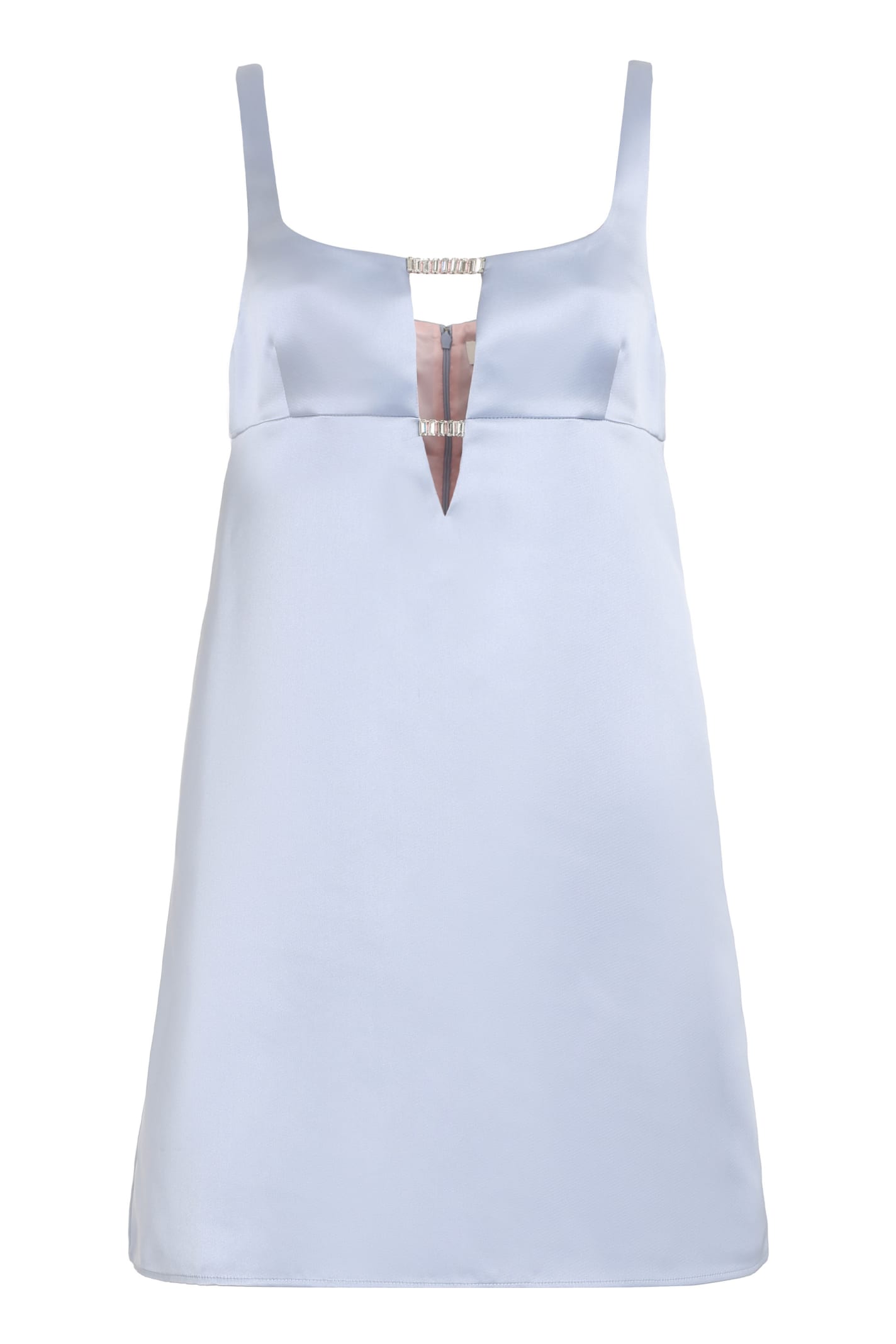 Shop Nina Ricci Satin Dress In Light Blue