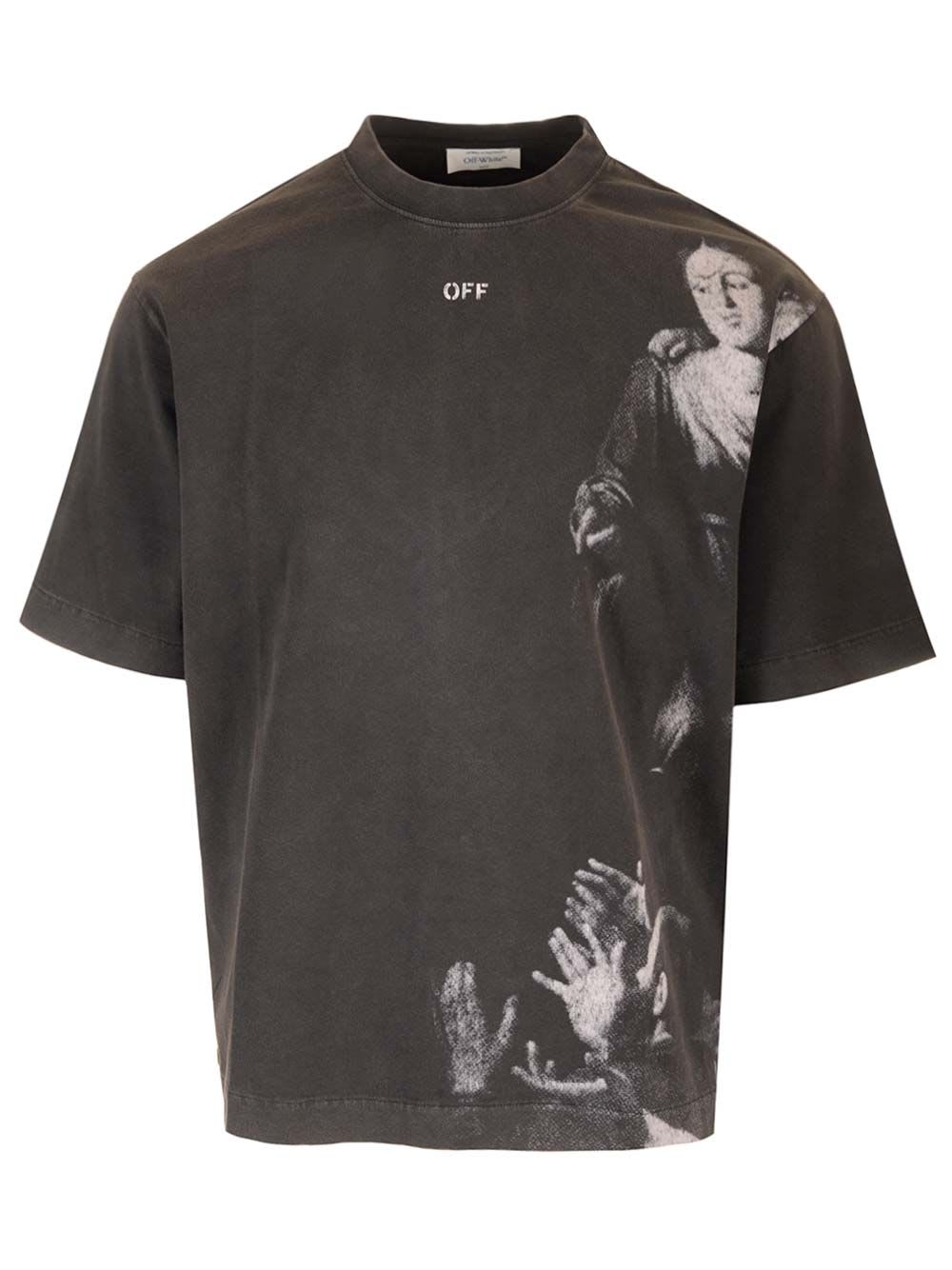 Shop Off-white Oversized T-shirt With Blurred Mary Motif In Black