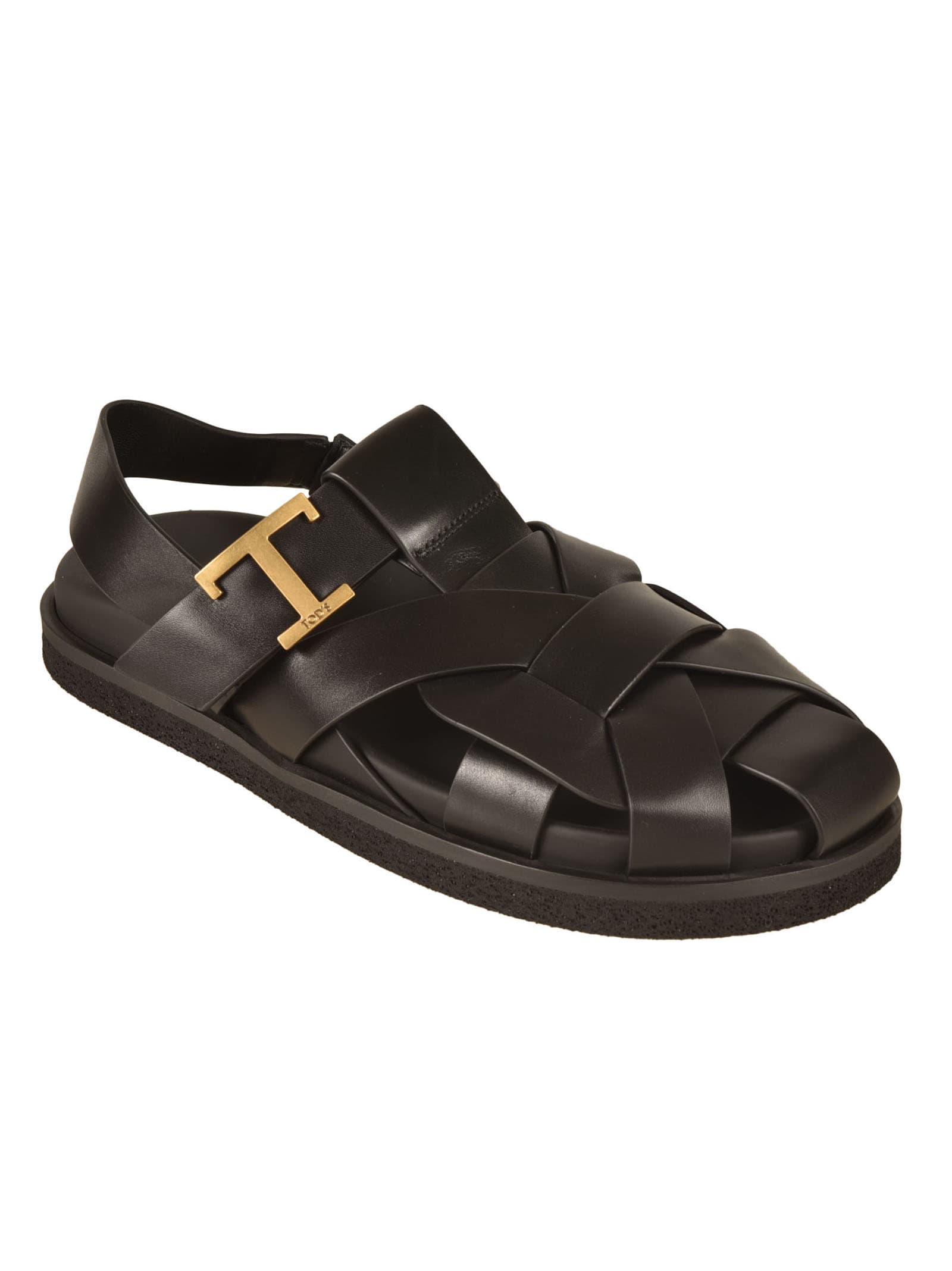 Shop Tod's Footbed 75k Slingback Sandals In Black