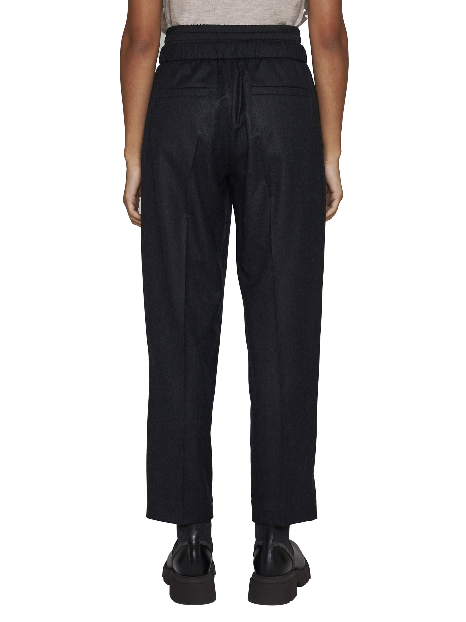 Brunello Cucinelli Wool Baggy Pants In Antracite