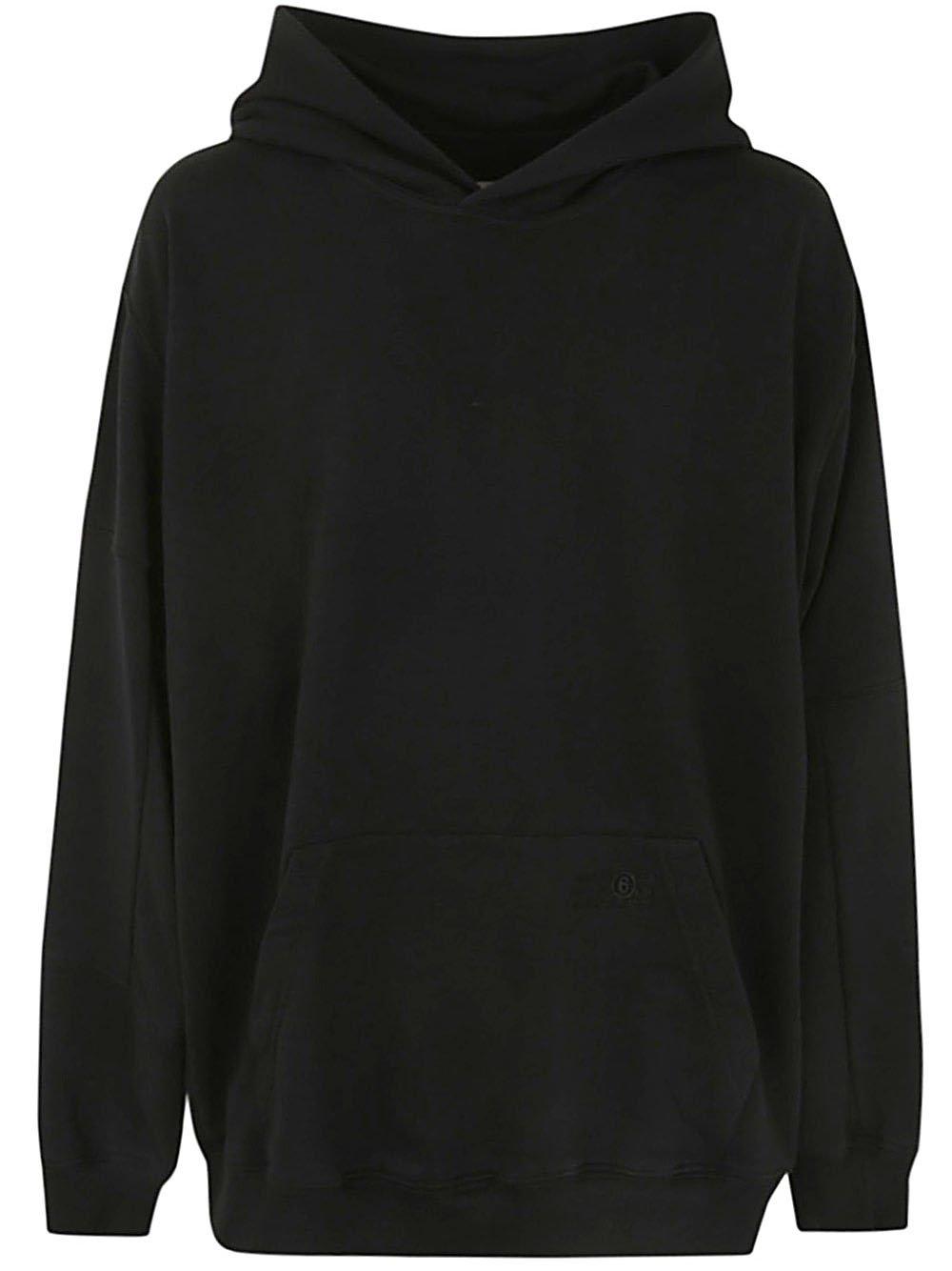 Mm6 Maison Margiela Logo Embroidered Hoodie In Black