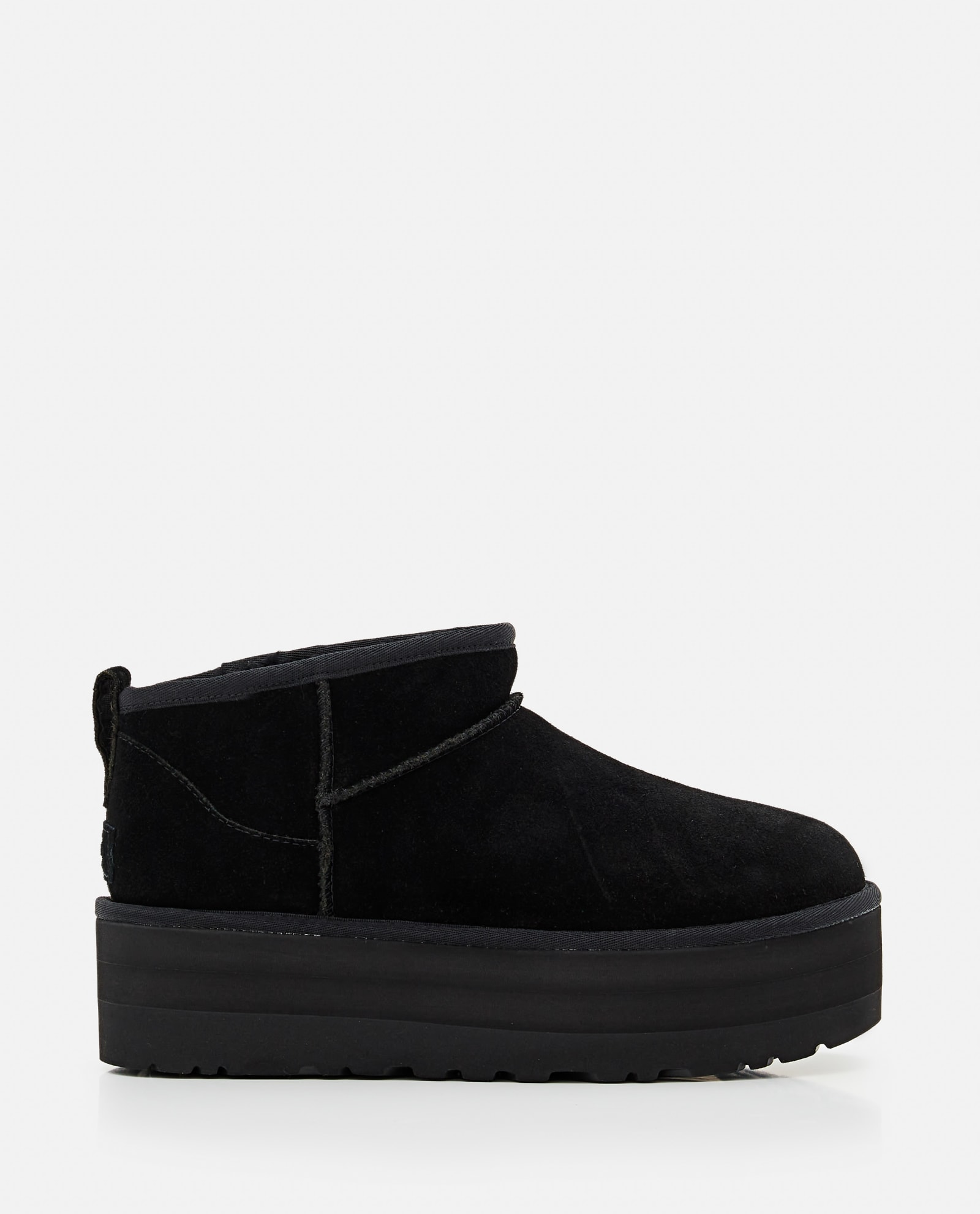 Ugg Classic Ultra Mini Flatform Suede Boots In Black