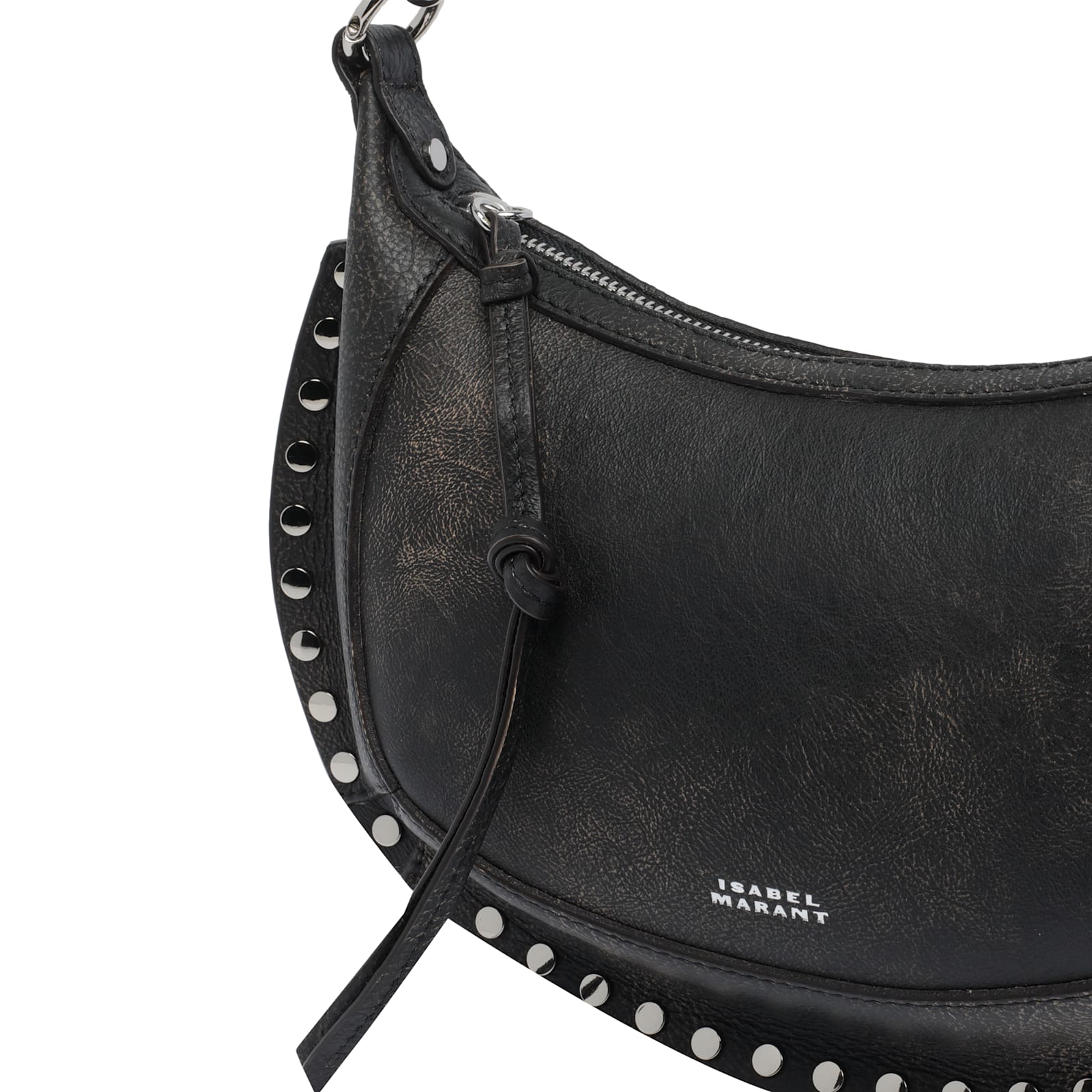 Isabel Marant Oskan Moon Stud-embellished Leather Shoulder Bag In Black