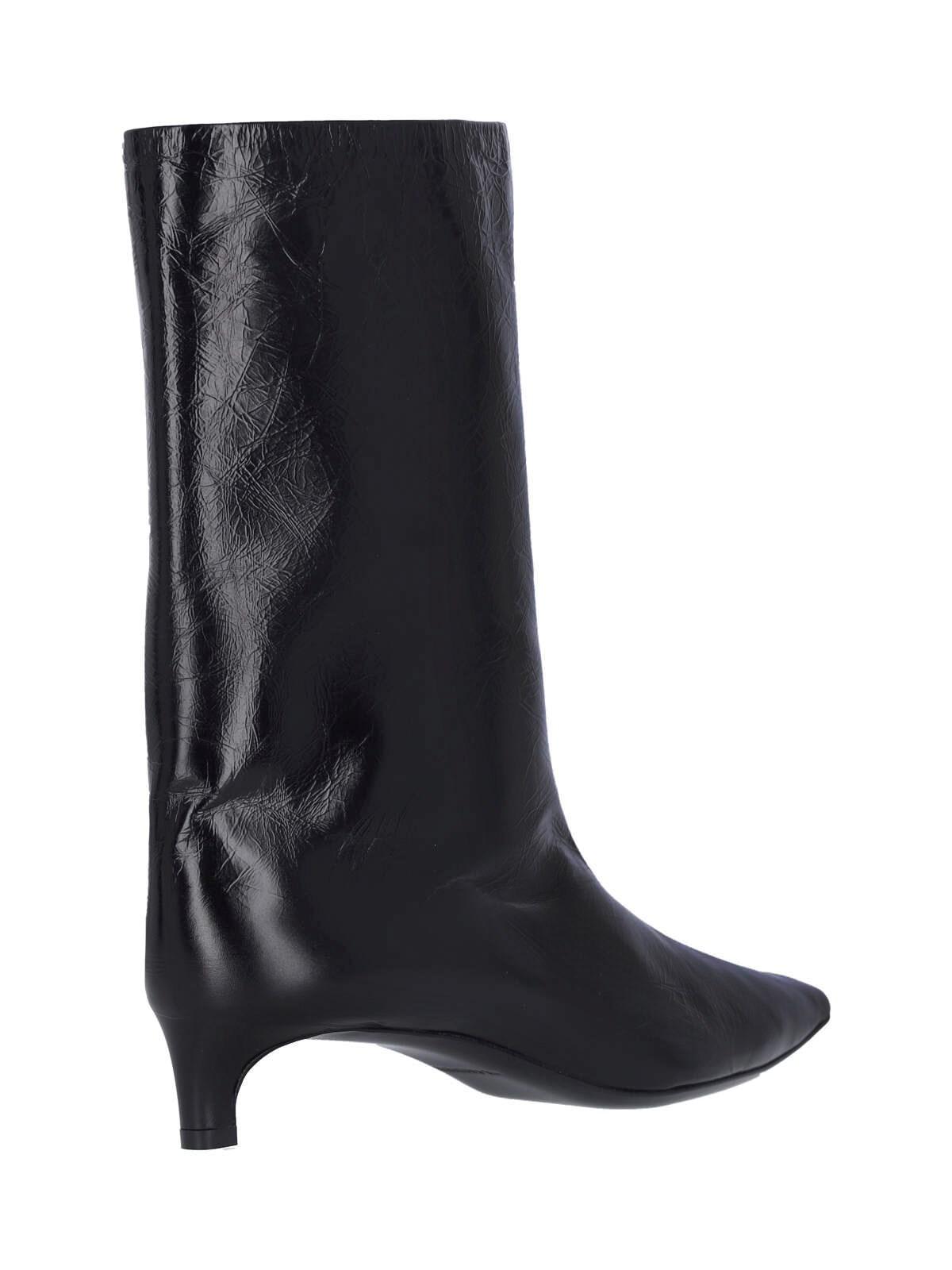 Shop Jil Sander Leather Ankle Boots In Nero