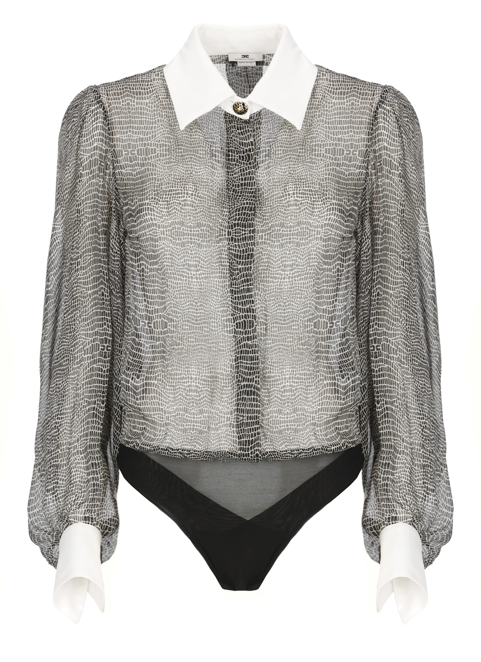 Elisabetta Franchi Silk Shirt Body In Gray