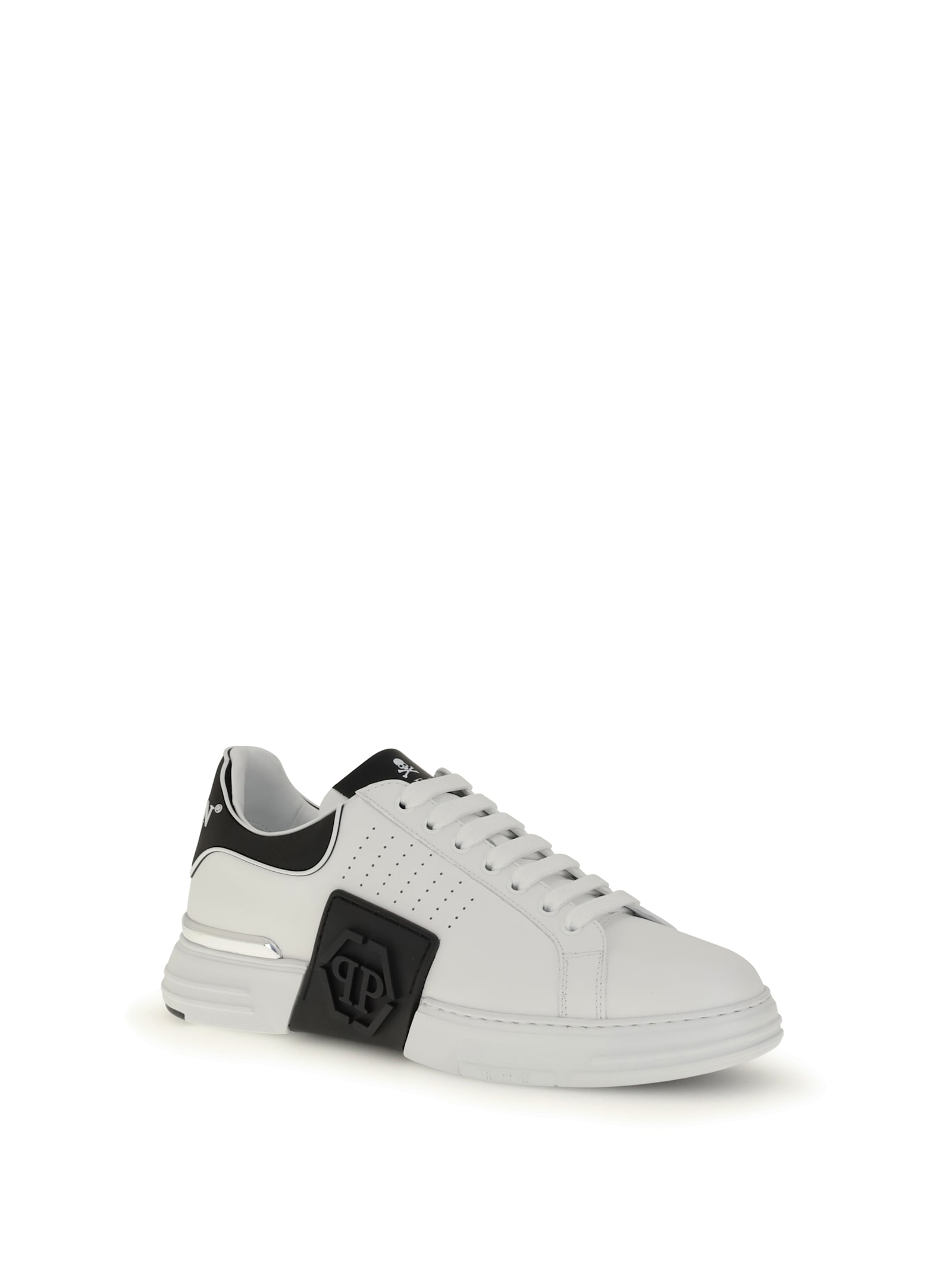Philipp Plein Nappa Leather Sneakers Low Top Hexagon In White