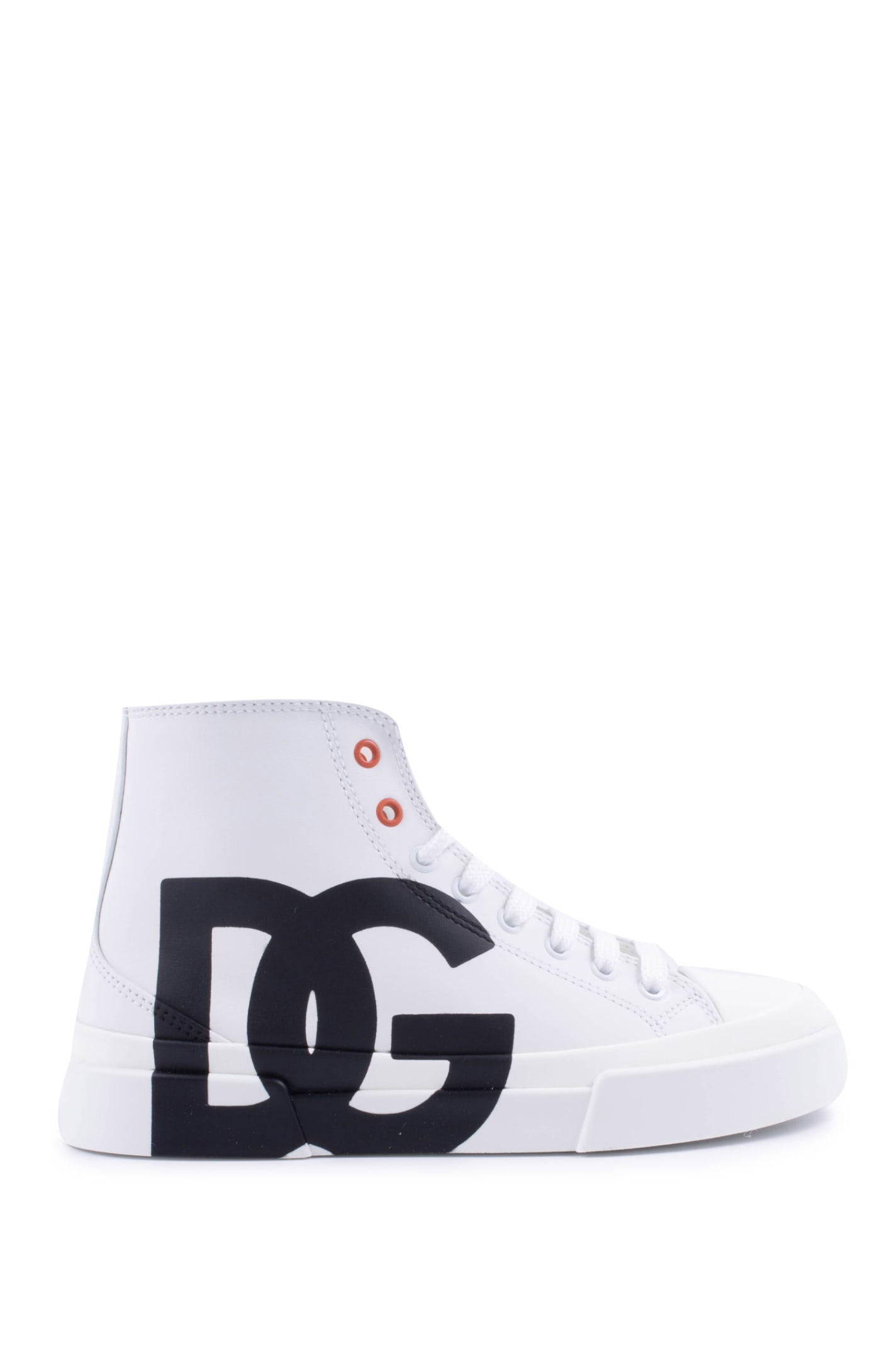 Shop Dolce & Gabbana High Top Portofino In Calf Leather With Dg Logo In White