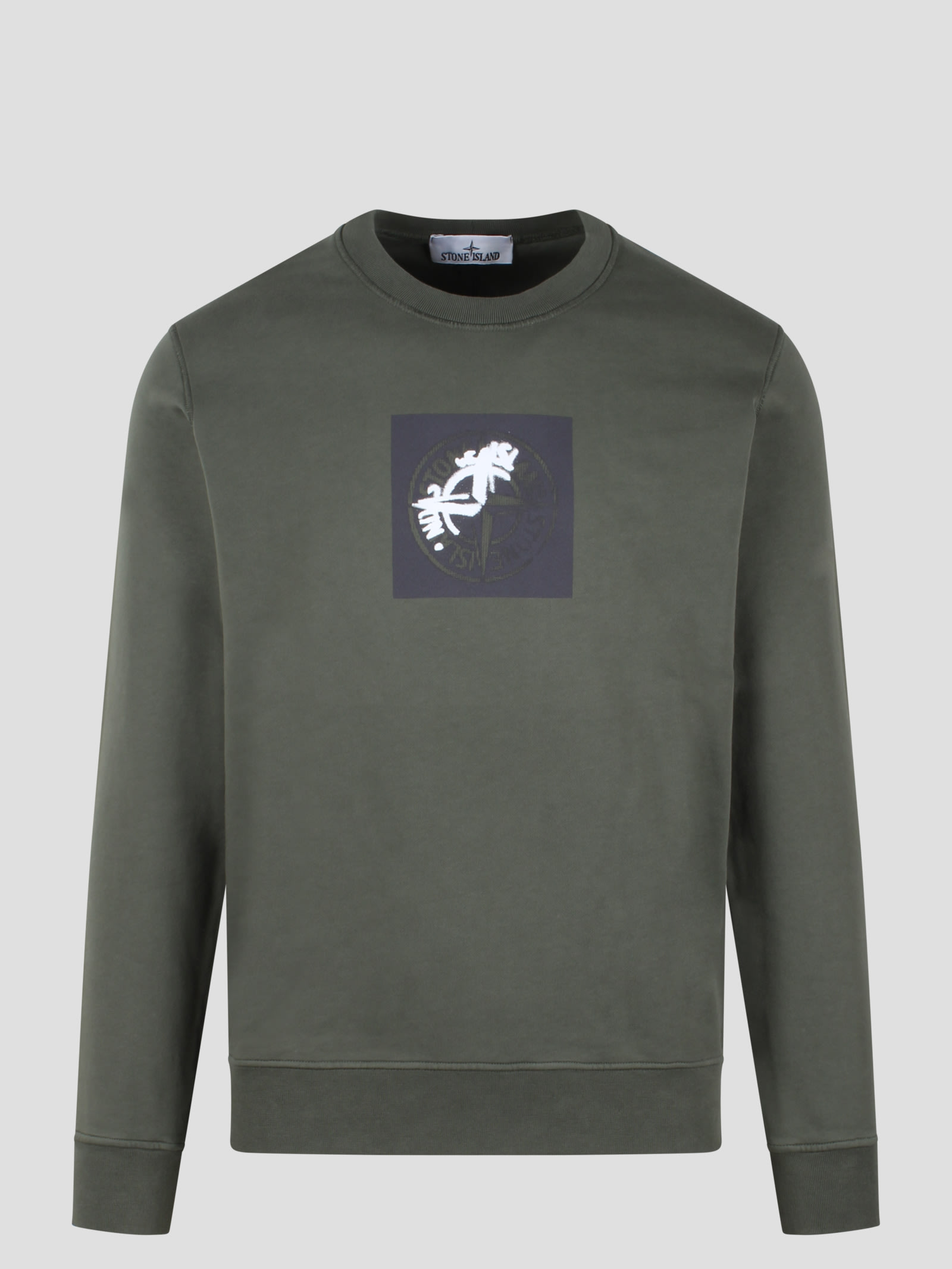 Shop Stone Island Industrial One Print Sweatshirt In Green