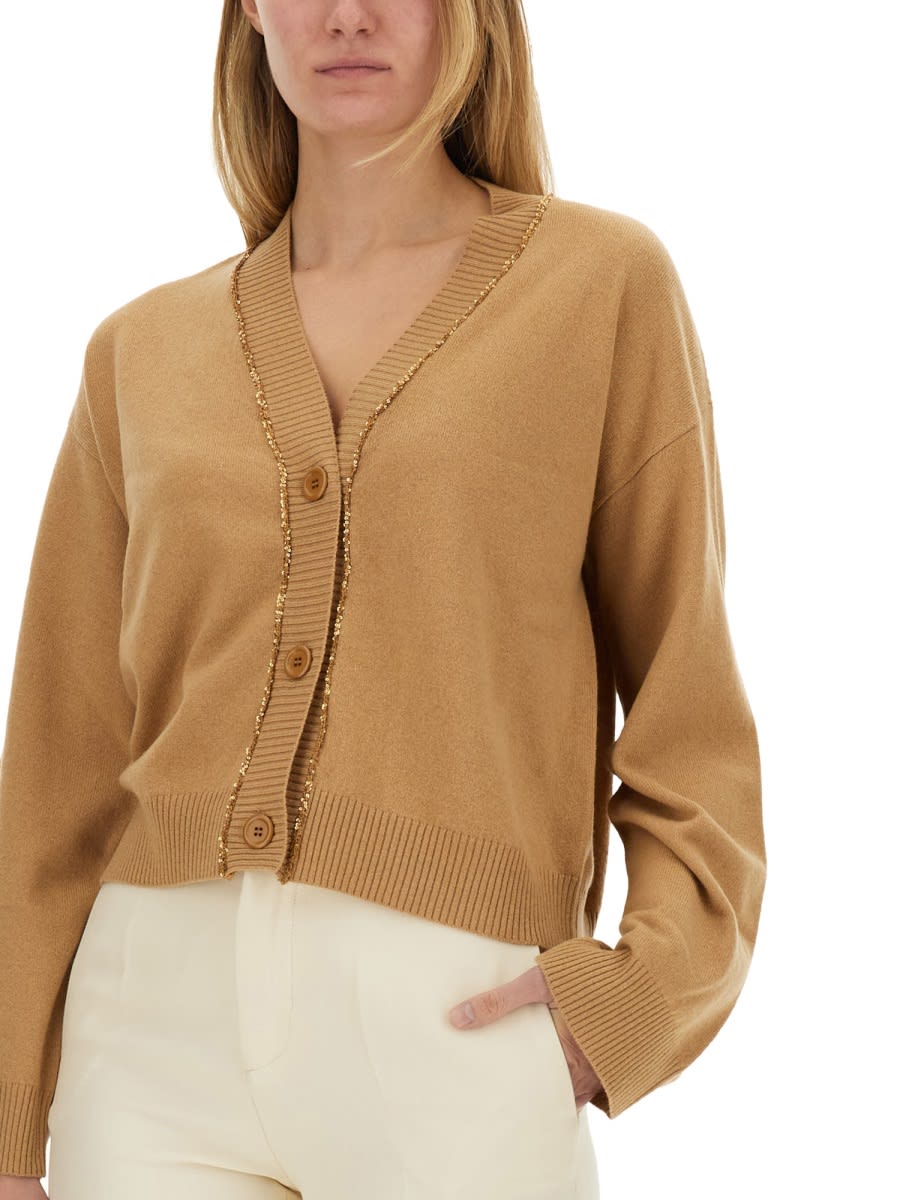 Shop Fabiana Filippi Boxy Cardigan. In Beige