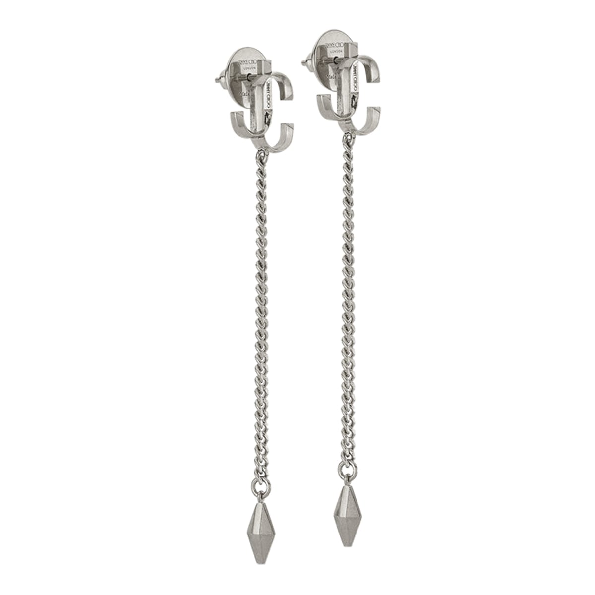 Shop Jimmy Choo Diamond Jc Earrings In Silver