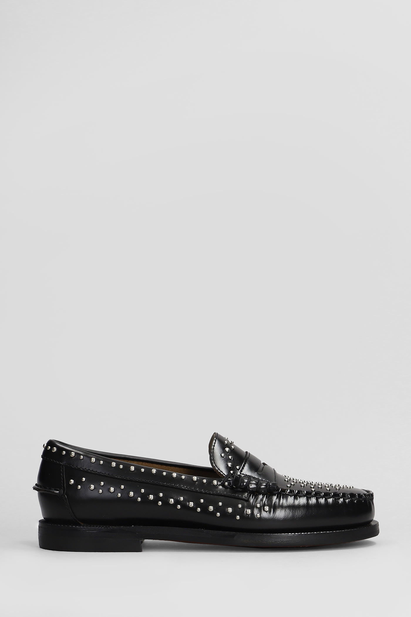 Shop Sebago Dan Studs Loafers In Black Leather