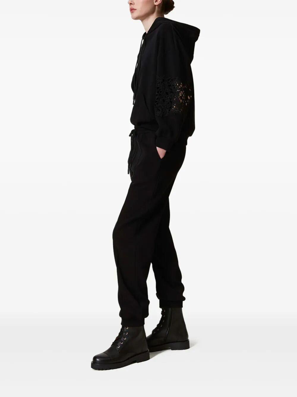 Twinset Twin-set Relaxed Fit Track Pants With Drawstring Waist In Black