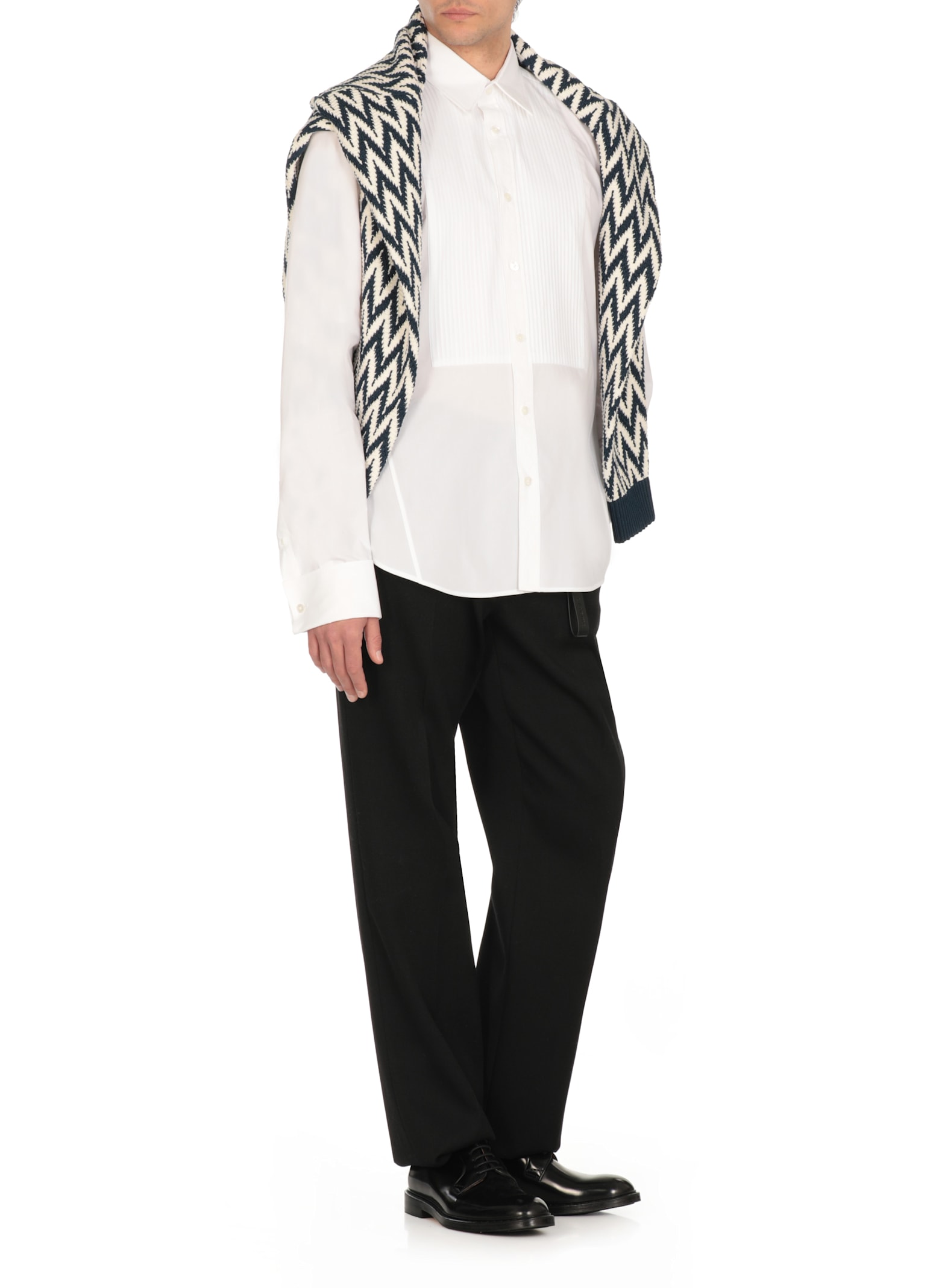Lanvin Curved Hem Long-sleeved Shirt In White