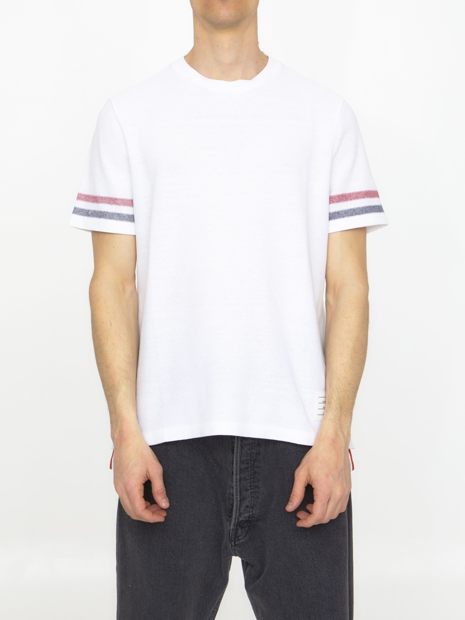 Shop Thom Browne Textured Cotton T-shirt In White