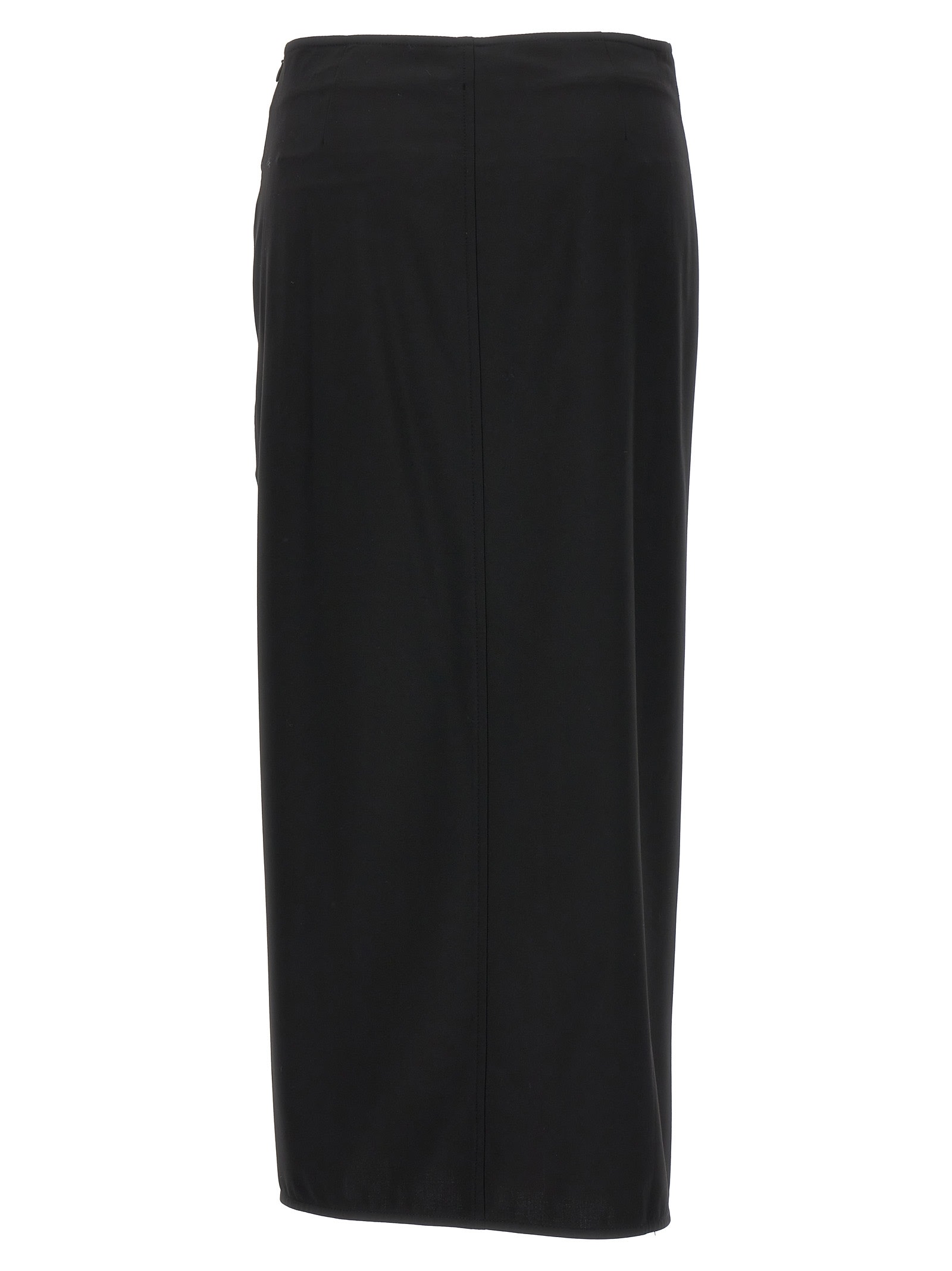 Ganni Drapey Melange Midi Skirt In Black