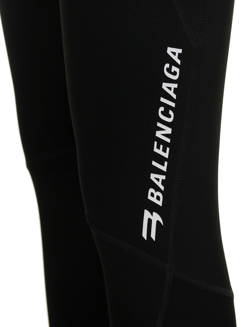 Shop Balenciaga Black Leggings With Side Logo Detail In Stretch Spandex Woman