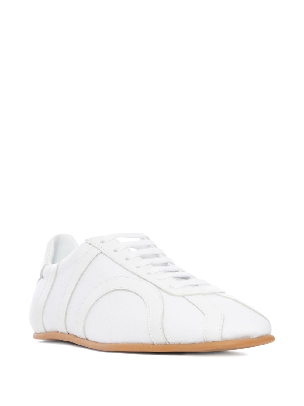 Totême Canvas Low-top Sneakers With Leather Profiles In White