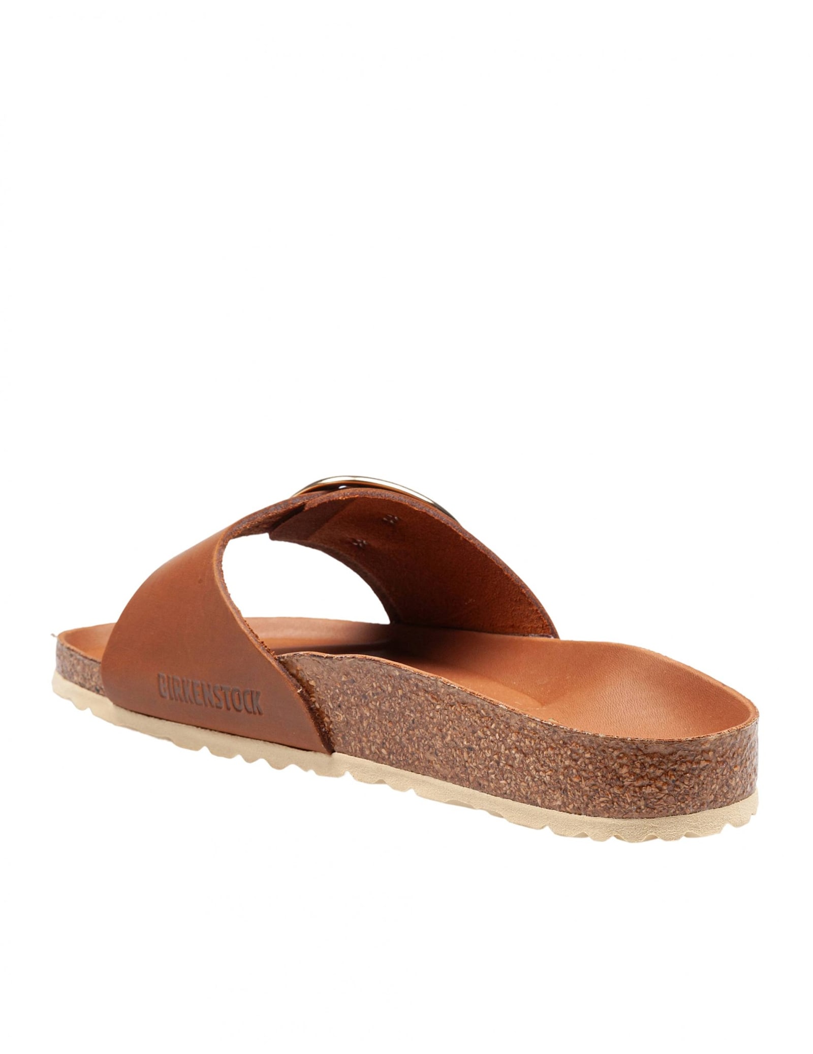 Birkenstock Madrid Sandal In Cognac Nubuck With Large Buckle In Brown