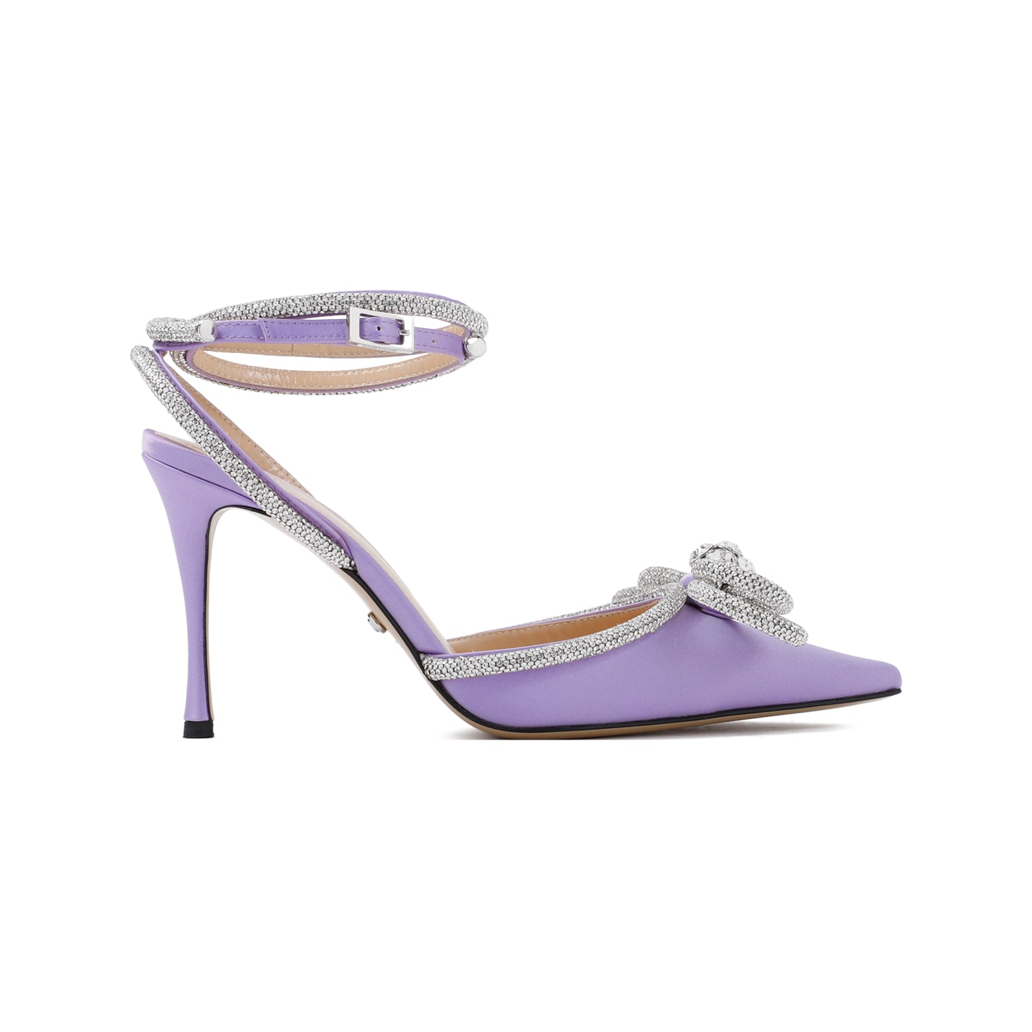 Shop Mach &amp; Mach Double Bow Lavender Satin High Heels Pumps