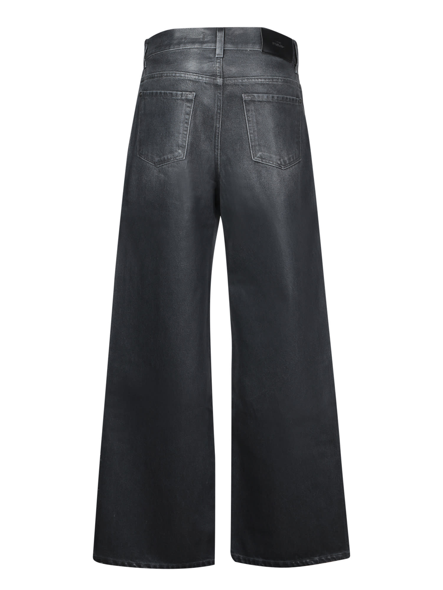 7 For All Mankind Wide-leg Black Jeans With Classic Five-pocket Design In Black