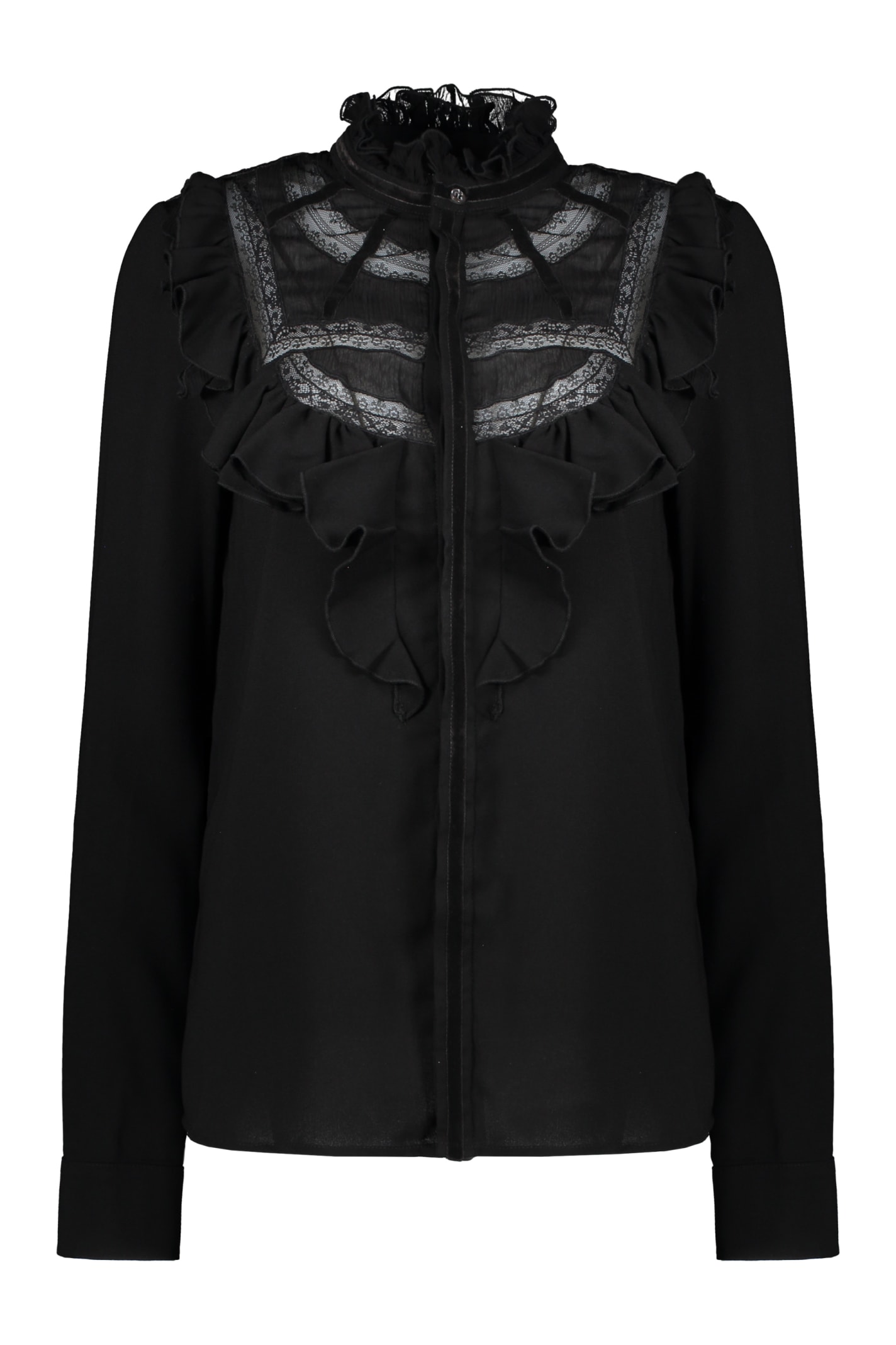 Shop Dsquared2 Embroidered Cotton Blouse In Black