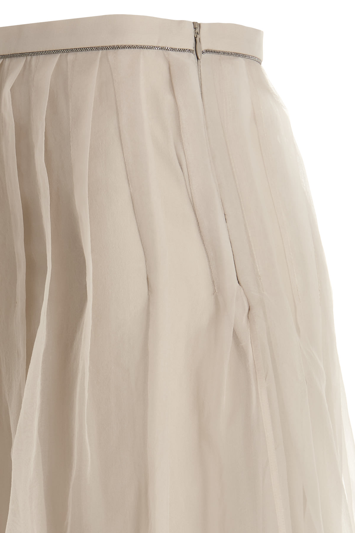 Brunello Cucinelli Monile Detail Silk Skirt In Cream