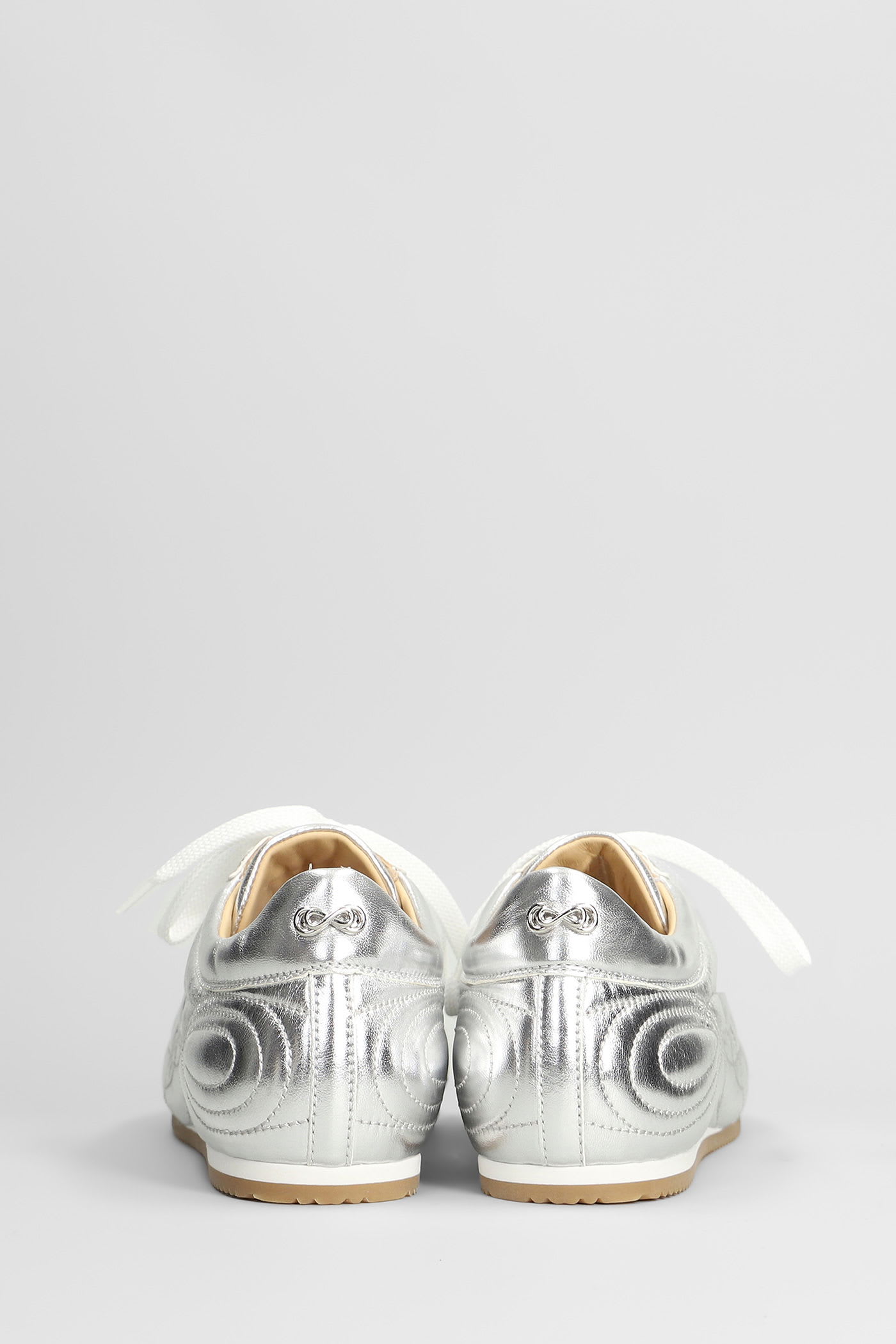 Mach &amp; Mach Sneakers In Silver Leather In Metallic