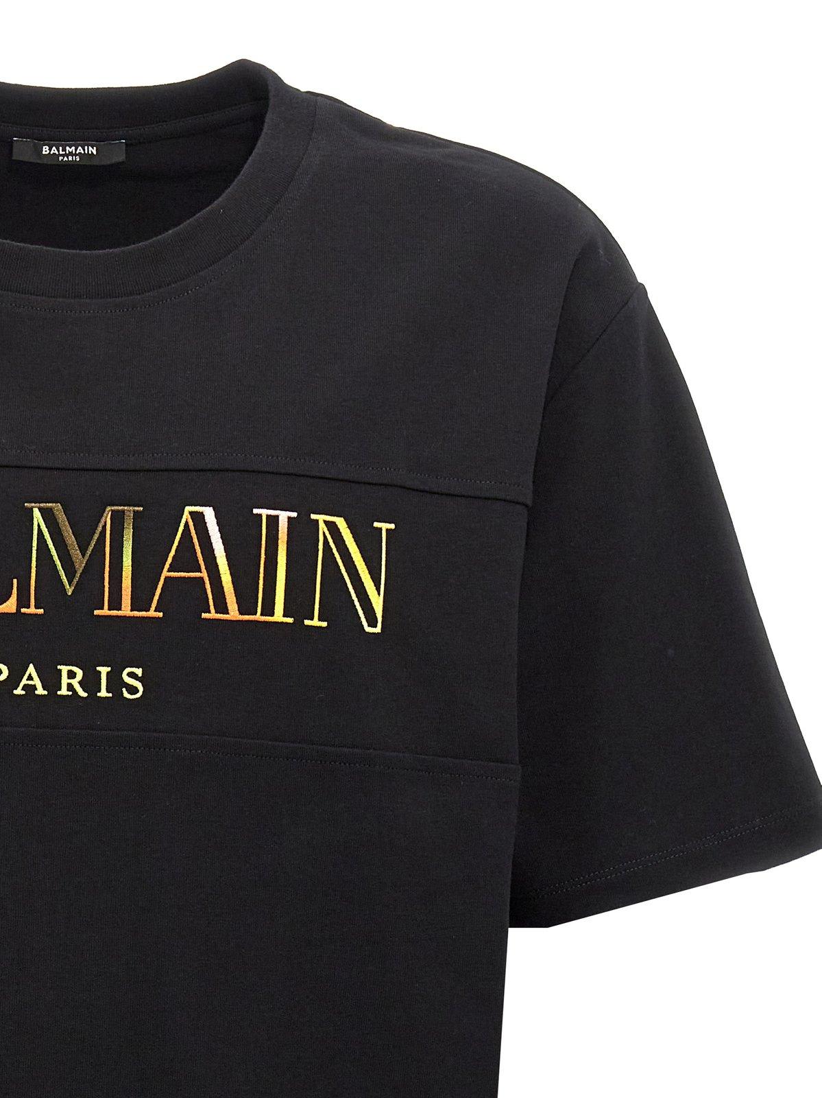 Shop Balmain Vintage Logo Embroidered T-shirt In Multicolour