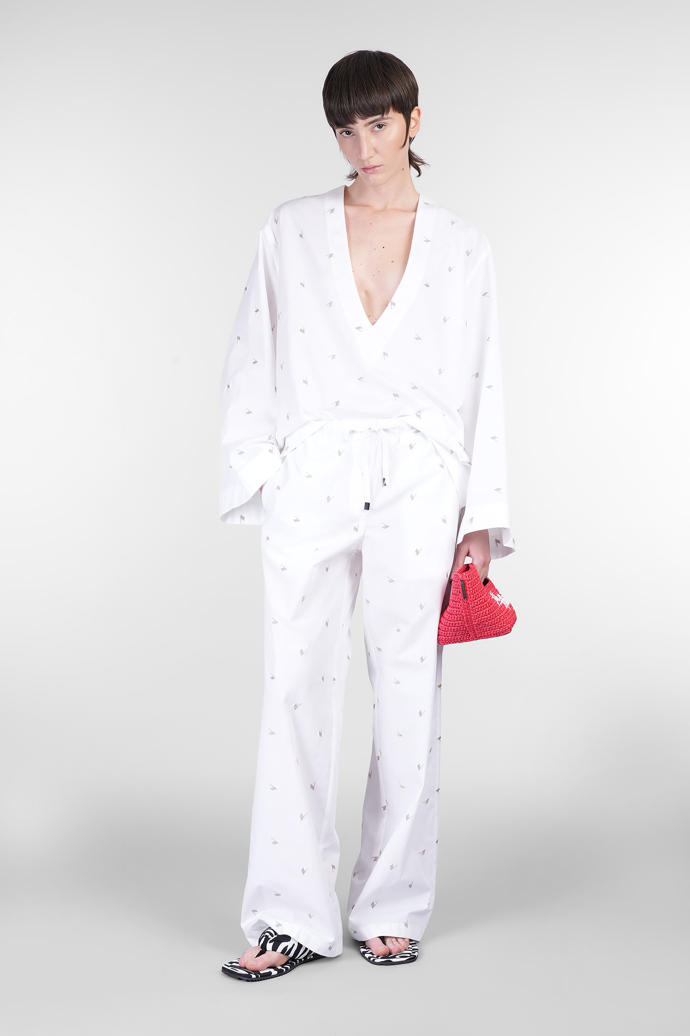 Shop Attico Blouse In White Cotton