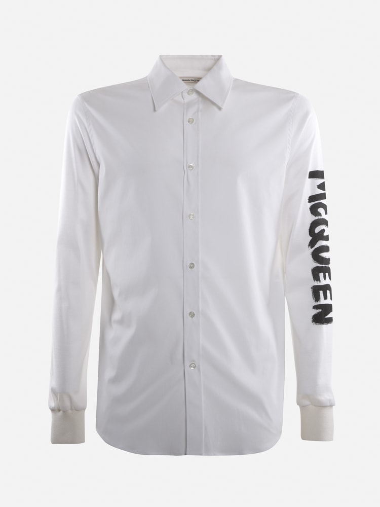 Alexander McQueen Cotton Shirt With Graffiti Print