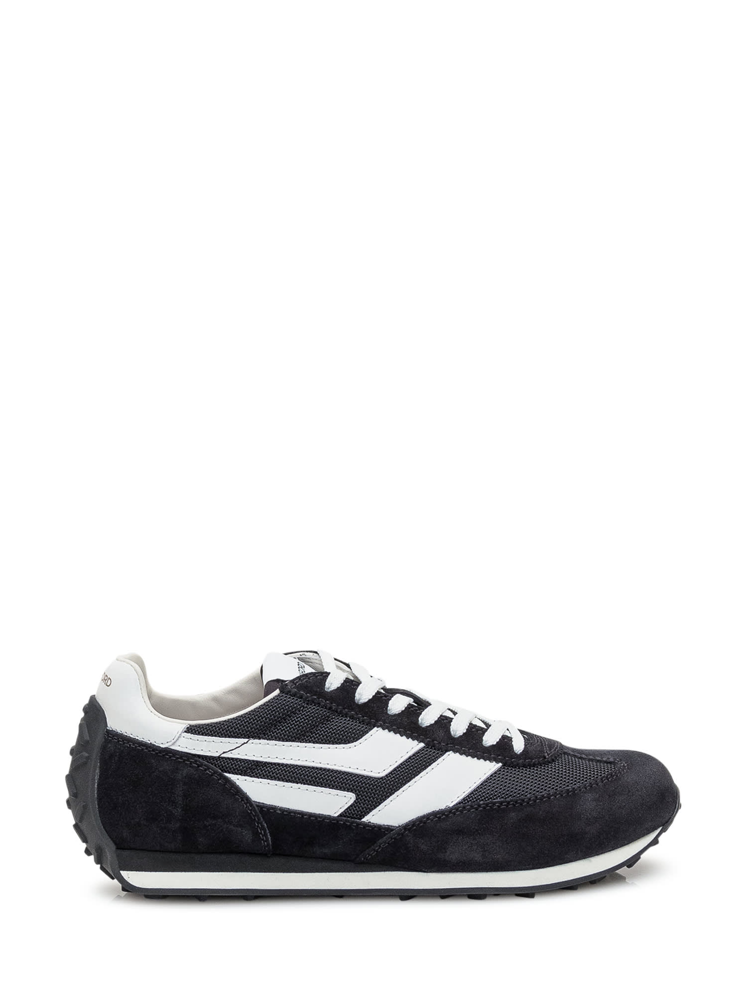 Tom Ford Suede Sneakers With Contrast Panels And Flat Sole In Black