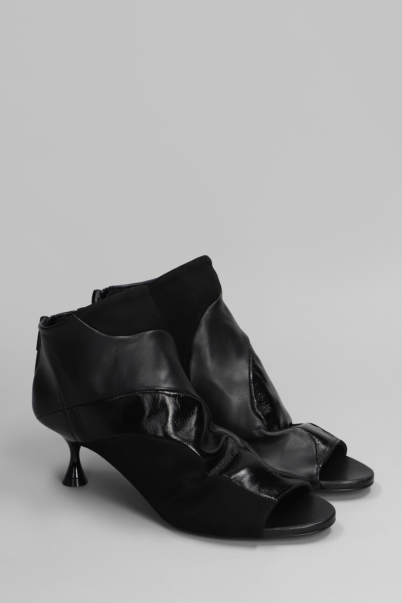 Shop Marc Ellis Vortex High Heels Ankle Boots In Black Suede And Leather