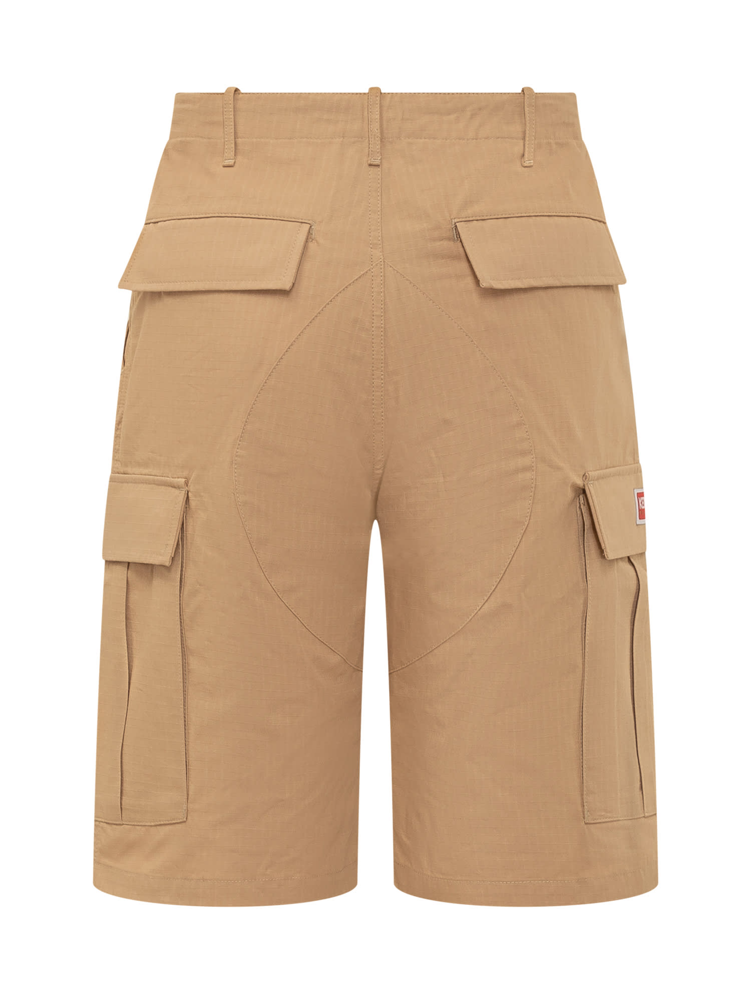 Shop Kenzo Cargo Workwear Logo Shorts In Camel