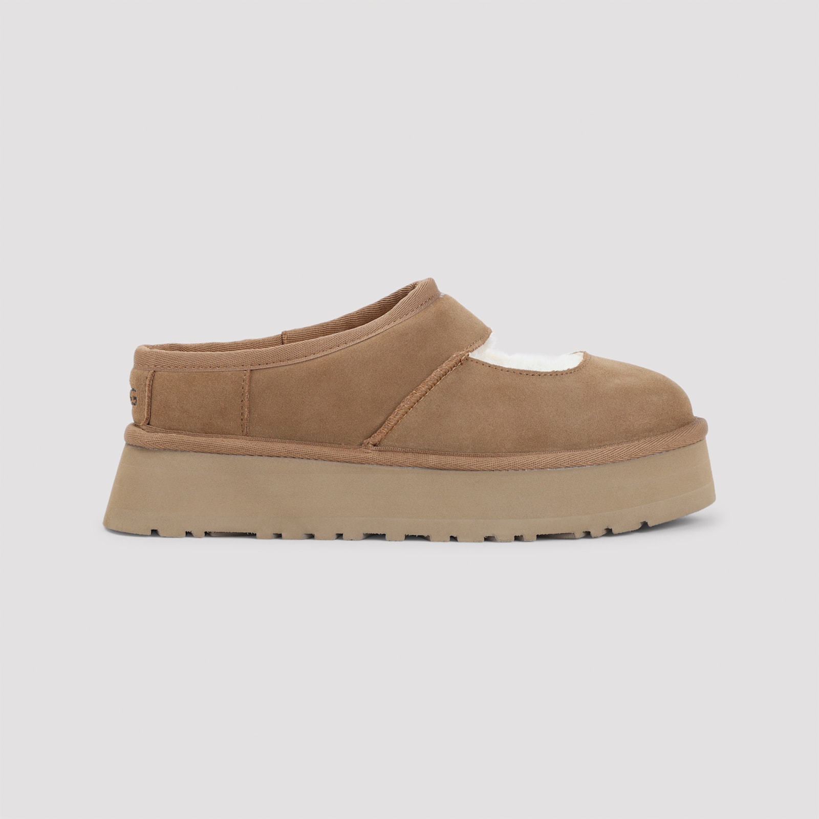 Ugg Bea Mary-jane Flatform Suede Slippers In Brown