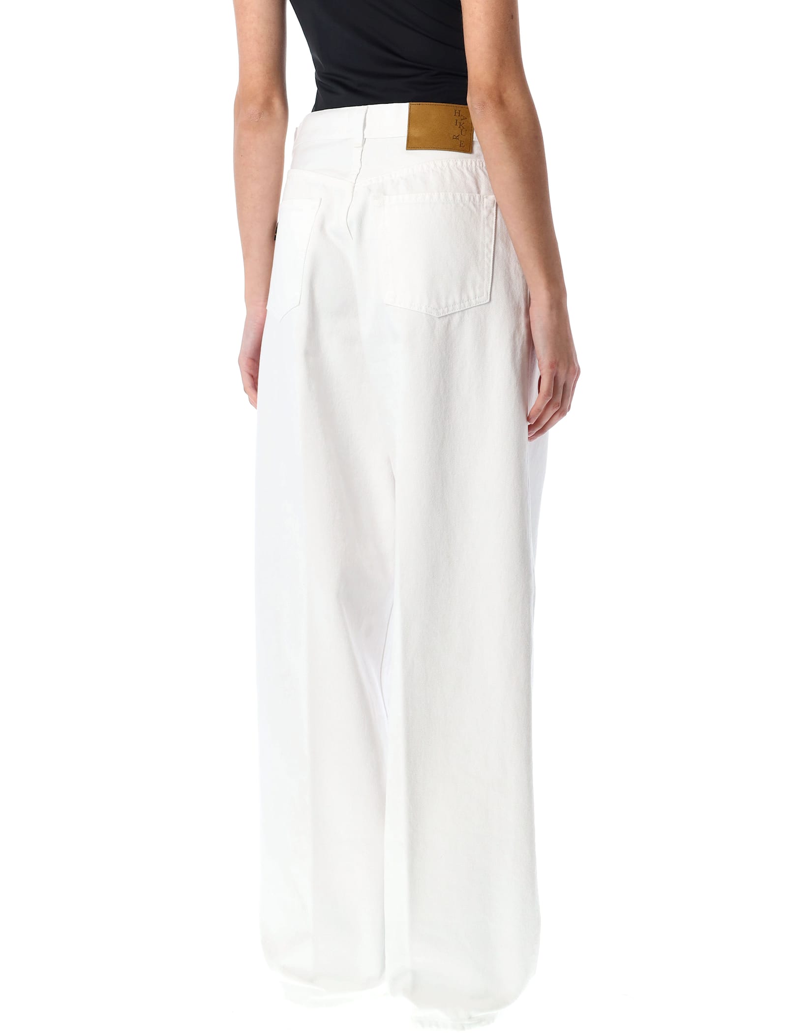 Haikure Wide-leg Jeans With Belt Loops And Contrast Stitching In White