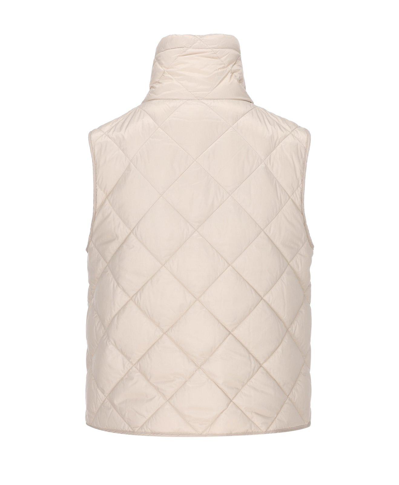 Shop Max Mara The Cube High Neck Drawstring Gilet In Panna